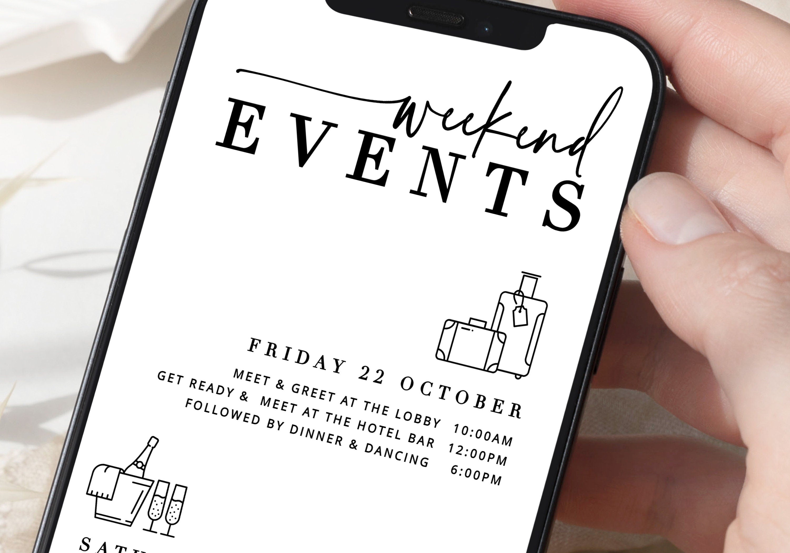 BRIBIE Electronic Bachelorette Weekend Events Itinerary, Modern Hens Party, Order of Events, TEMPLETT instant download