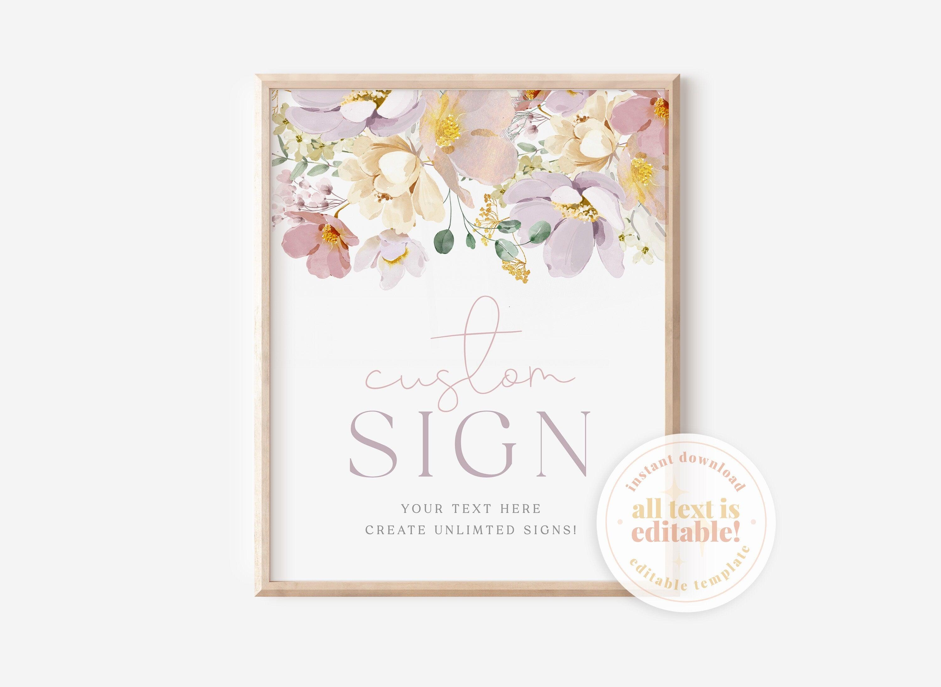 Baby Shower Custom Text Sign Template - Ruby - The Sundae Creative