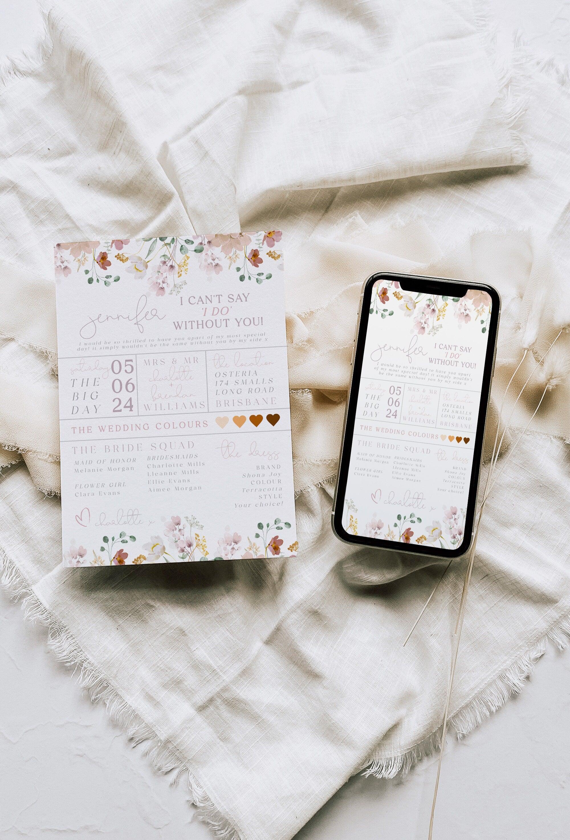 Bridesmaid Info Card Template - Ruby - The Sundae Creative