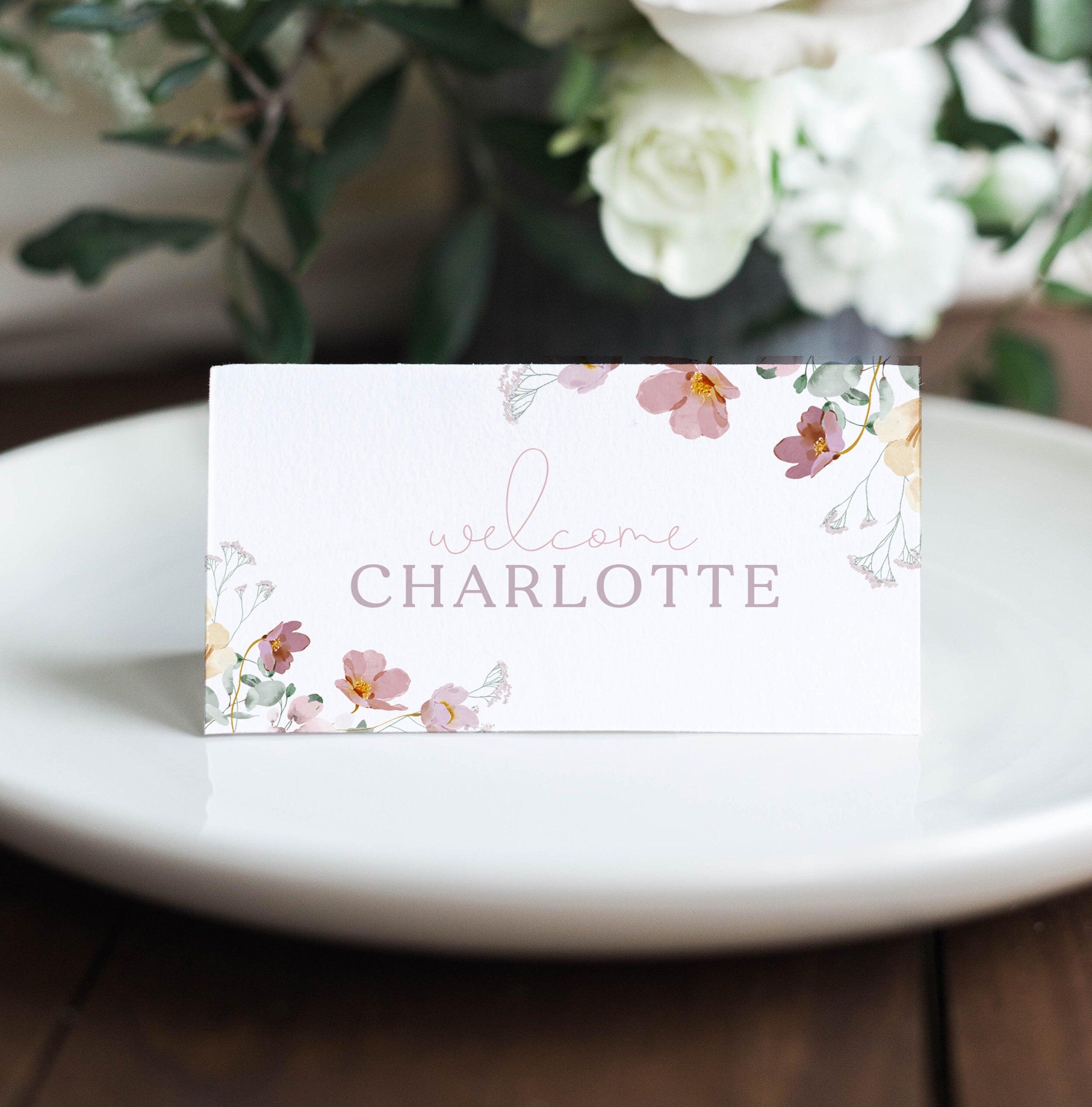 Floral Baby Shower Placecard Template - Ruby - The Sundae Creative