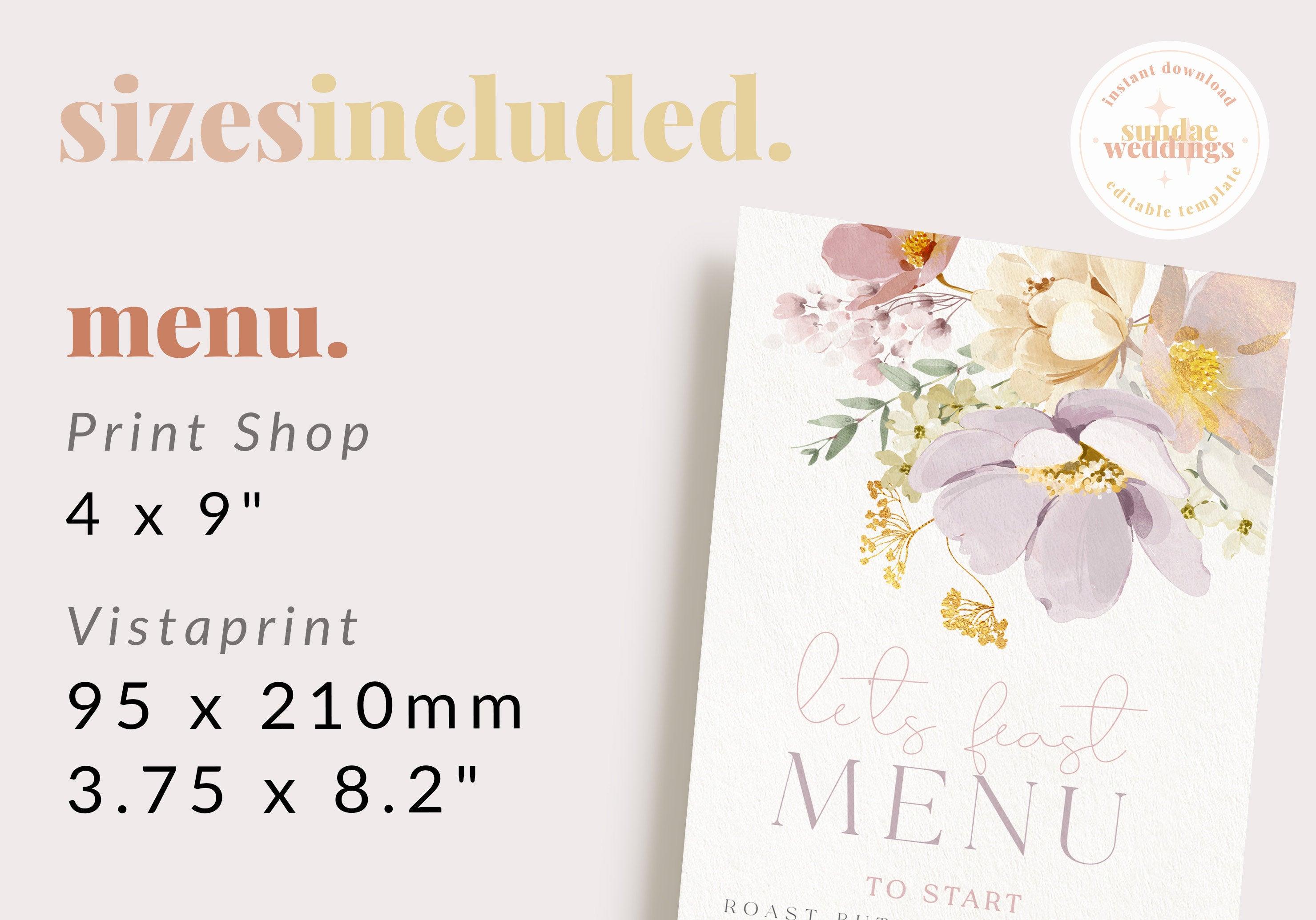 Floral Wedding Menu Template - Ruby - The Sundae Creative