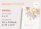 Floral Bridal Shower Menu Template - Ruby - The Sundae Creative