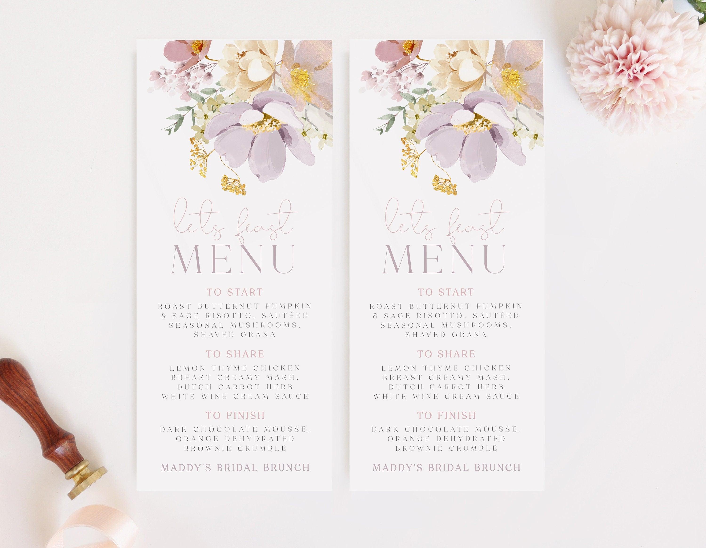Floral Bridal Shower Menu Template - Ruby - The Sundae Creative