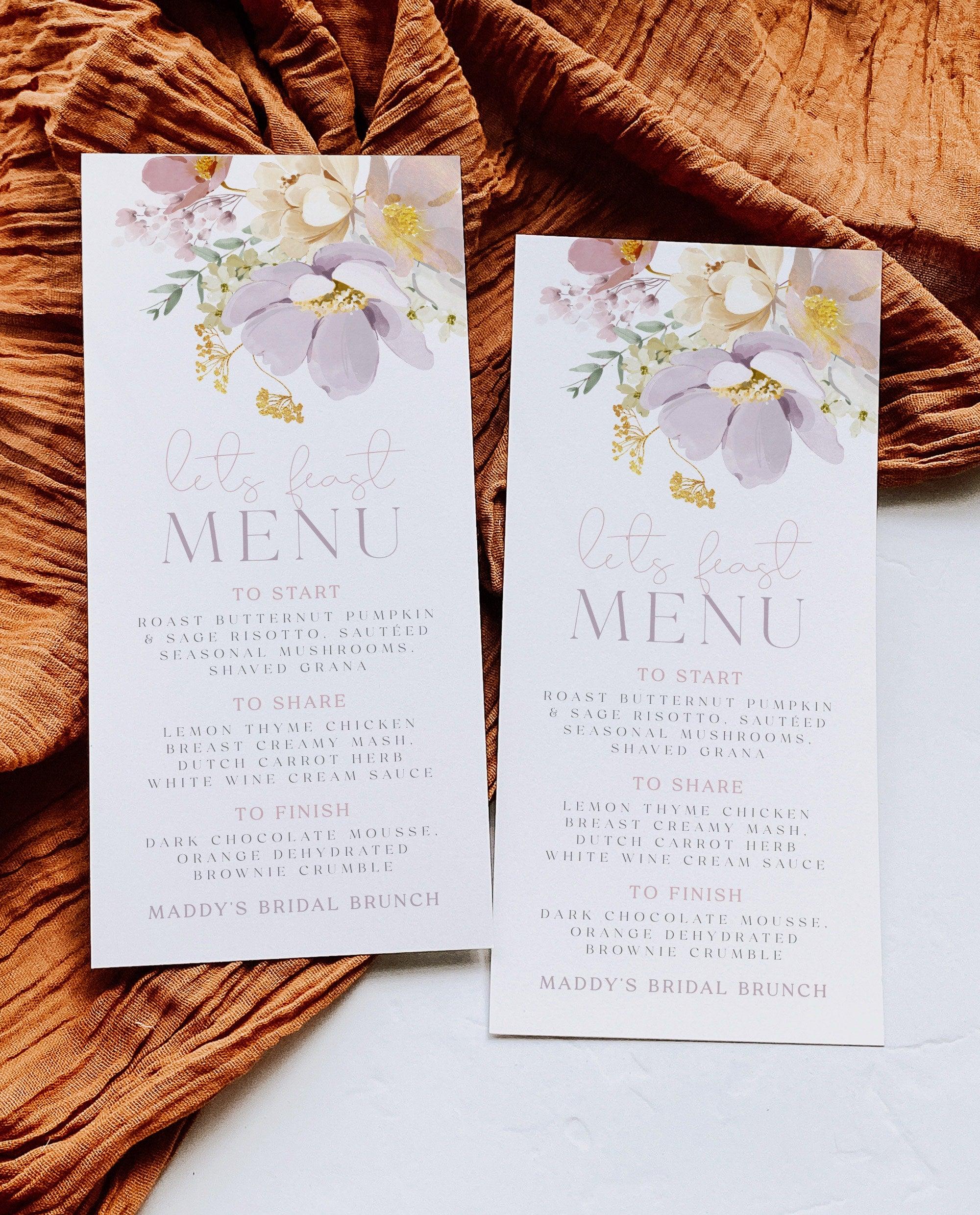 Floral Wedding Menu Template - Ruby - The Sundae Creative