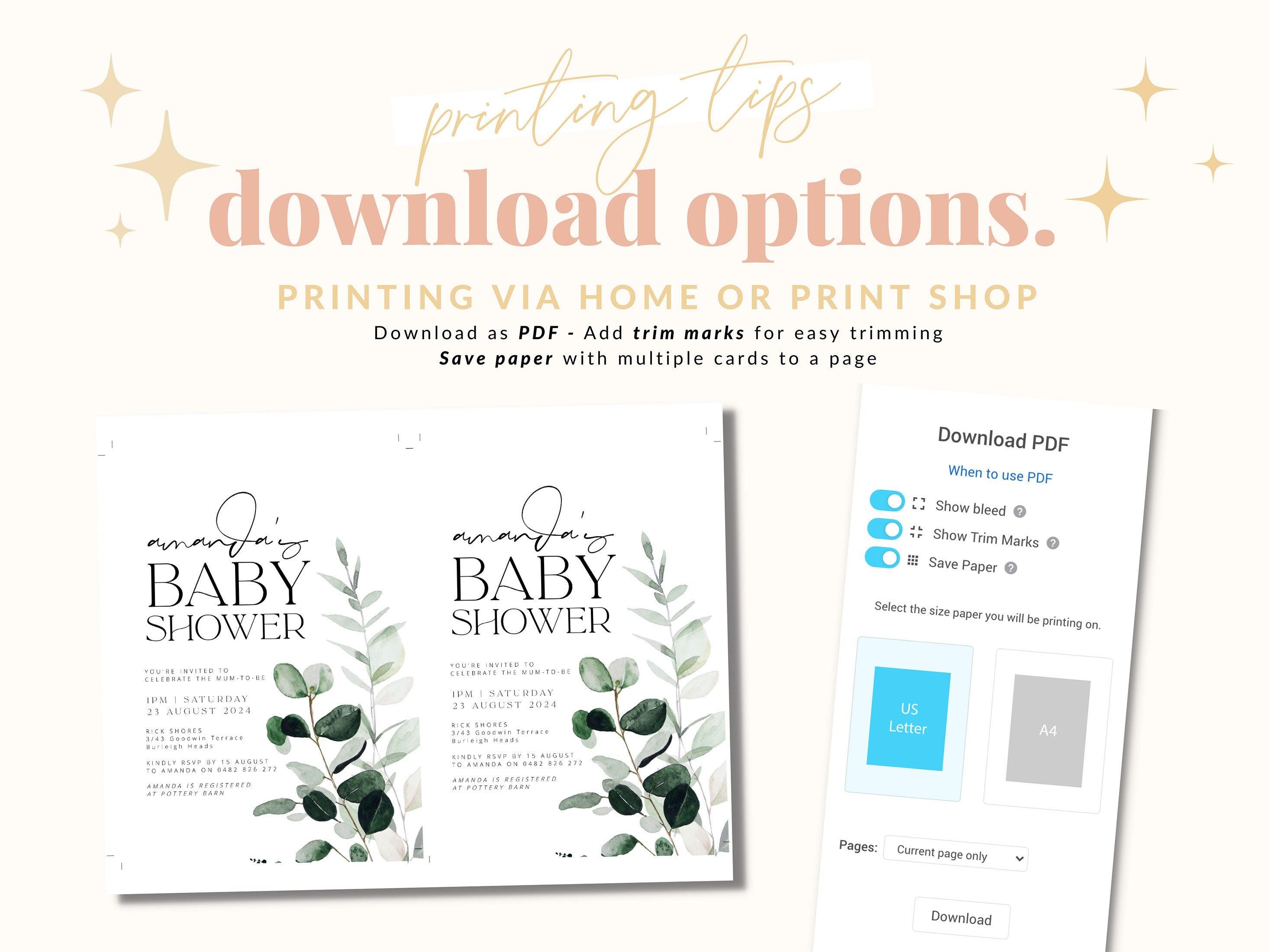 Greenery Baby Shower Invite Template - Beachmere - The Sundae Creative