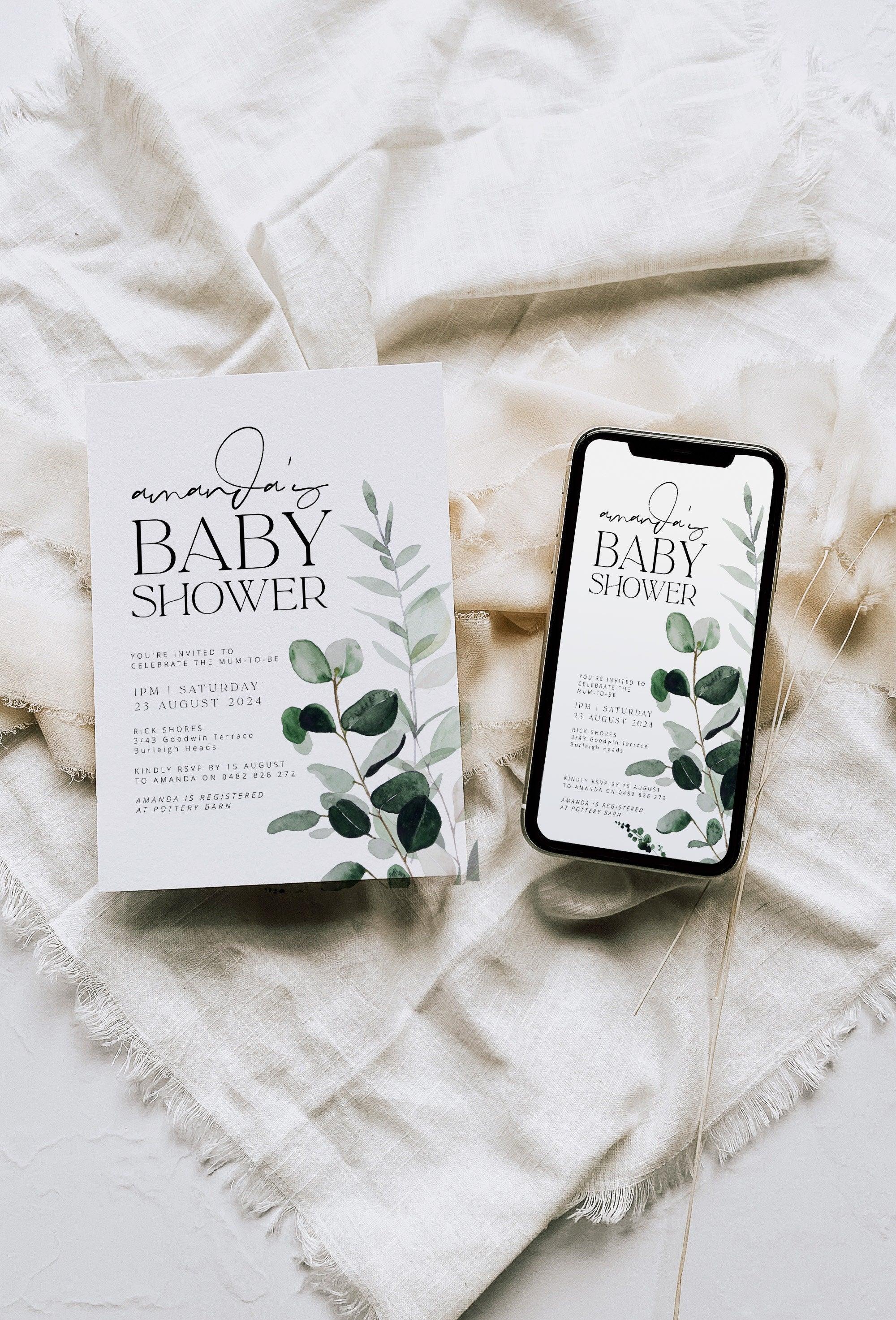 Digital Botanical Baby Shower Invitation - Beachmere - The Sundae Creative