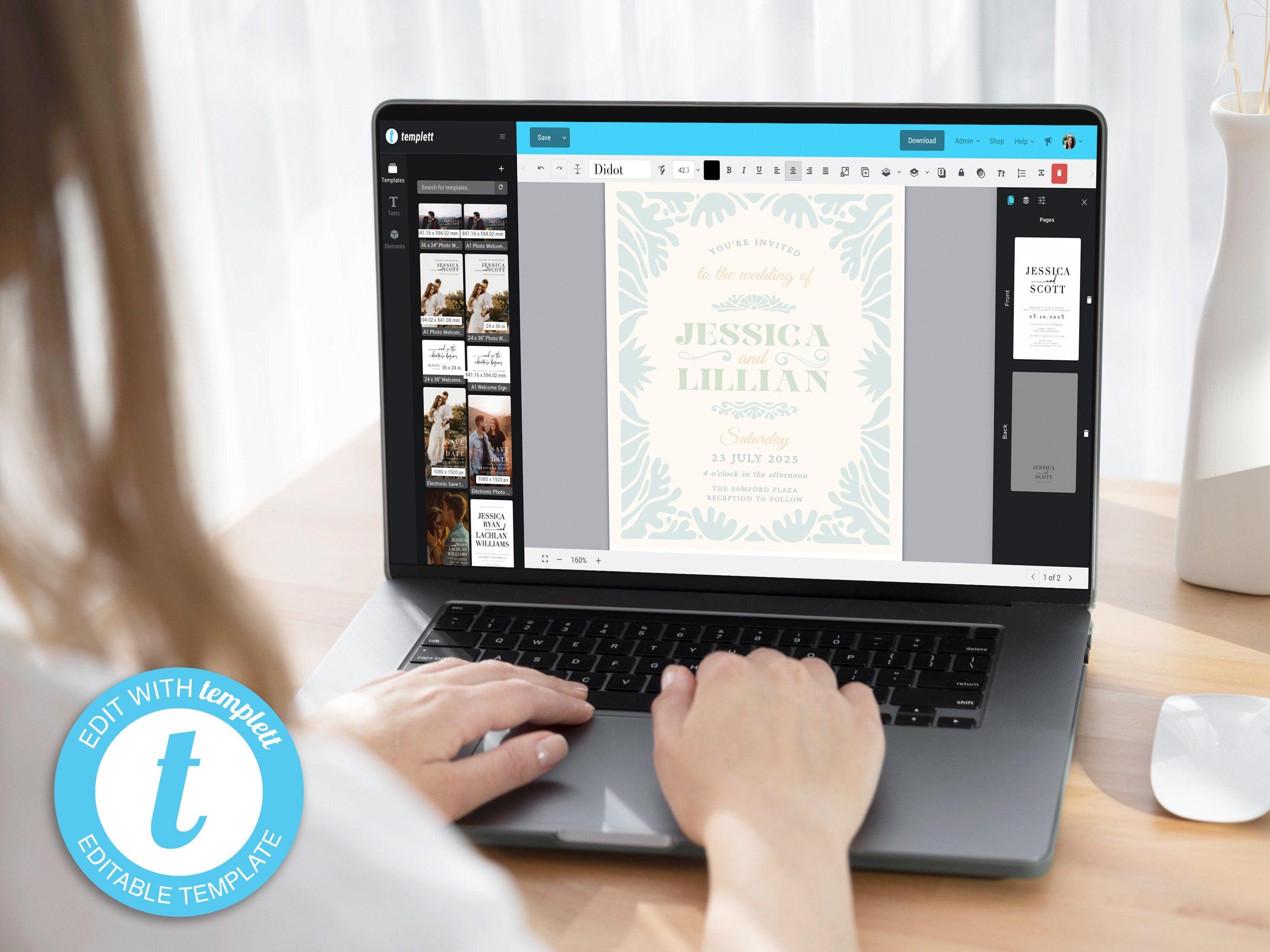 Bessie Wedding Invitation Template .Wedding Invitation .The Sundae Creative
