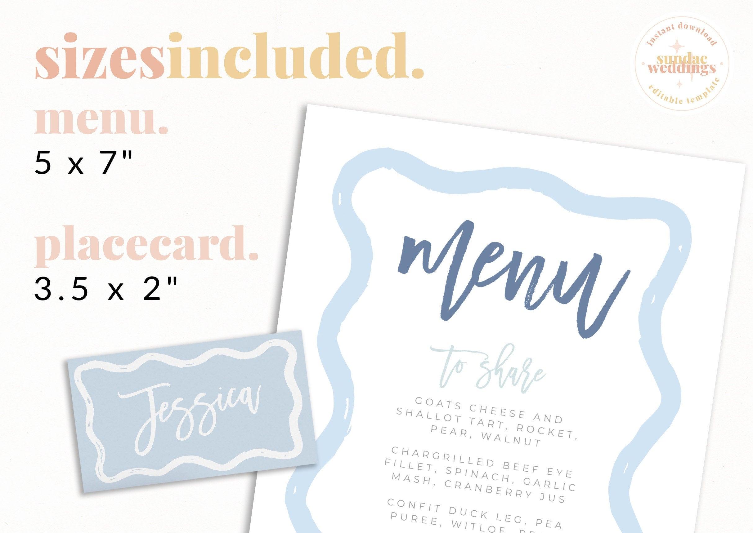 Menu & Placecard Combo - Polly - The Sundae Creative