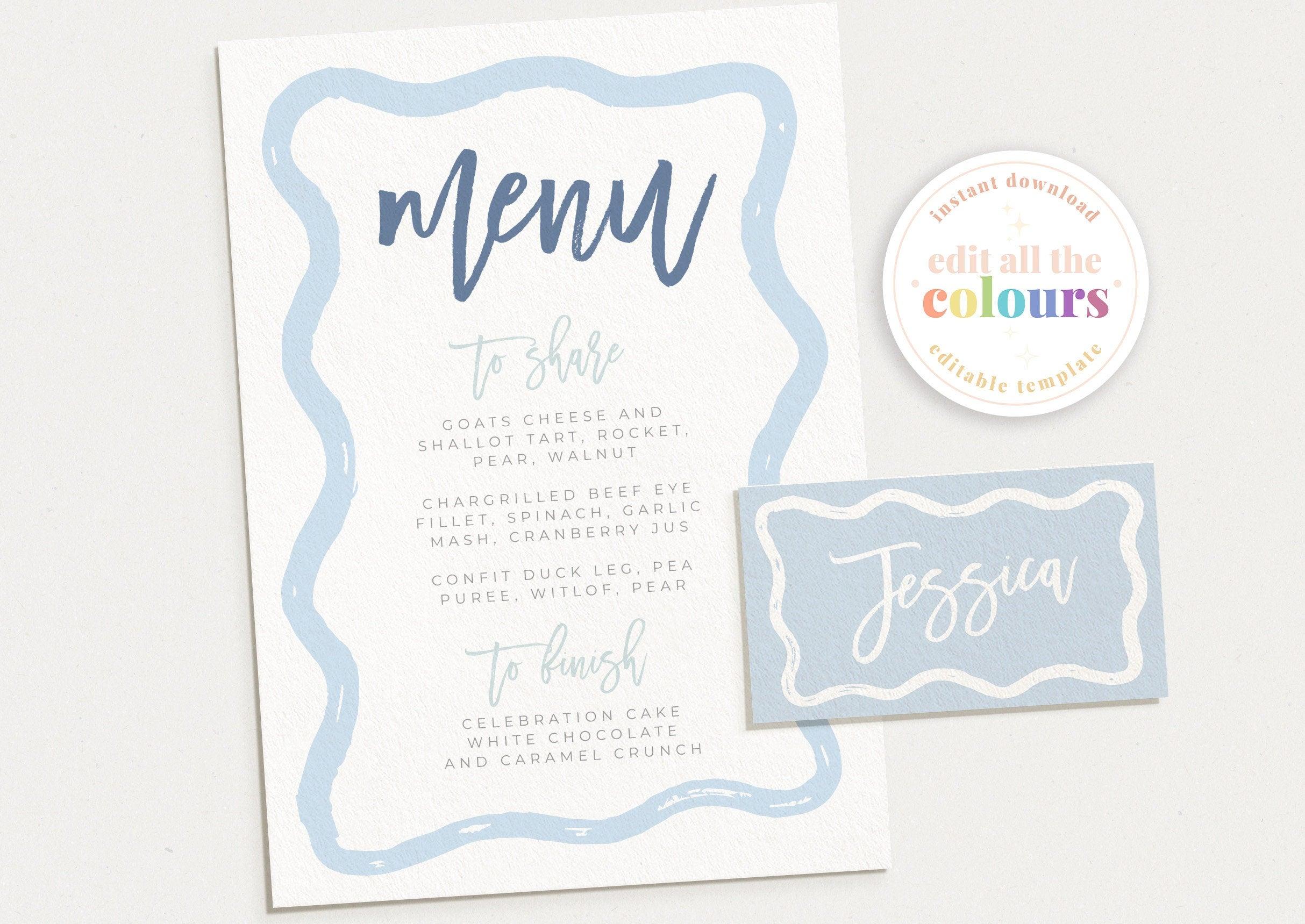 Menu & Placecard Combo - Polly - The Sundae Creative