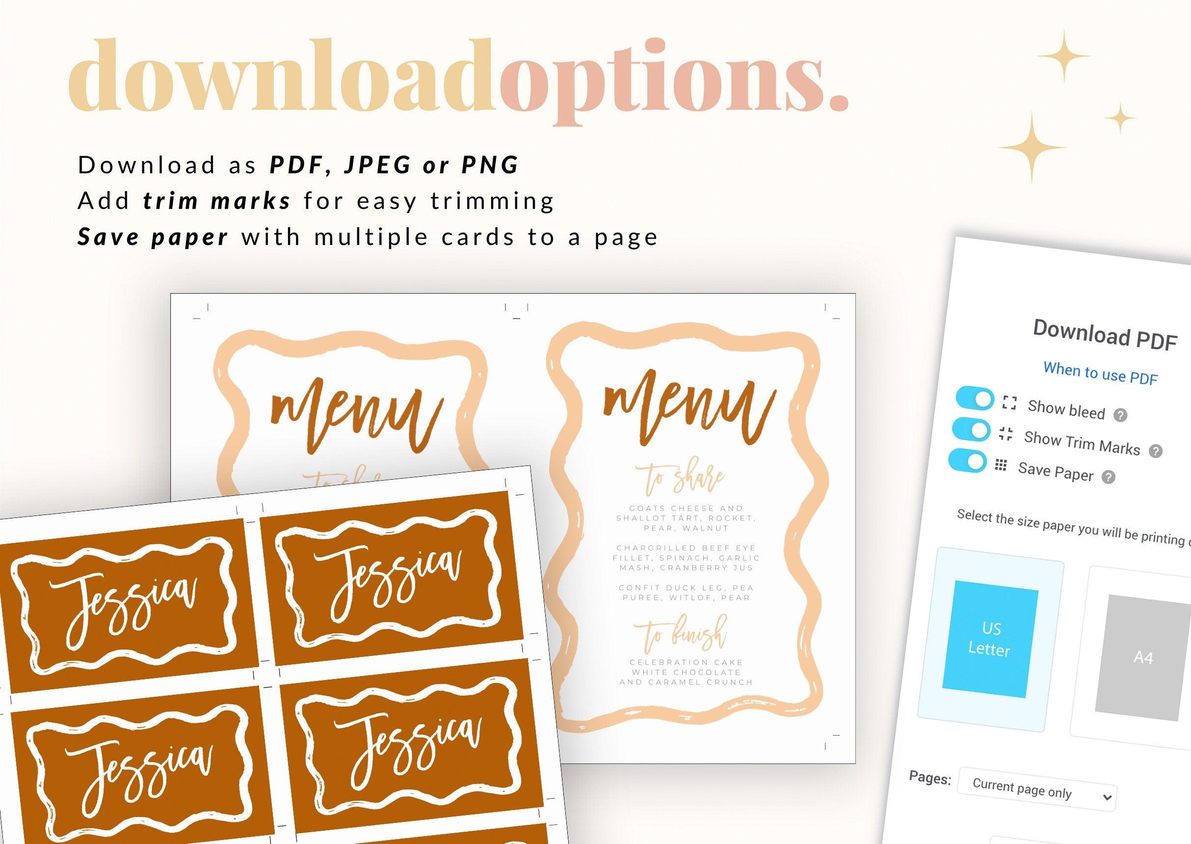 Terracotta Menu Placecard Combo - Polly - The Sundae Creative