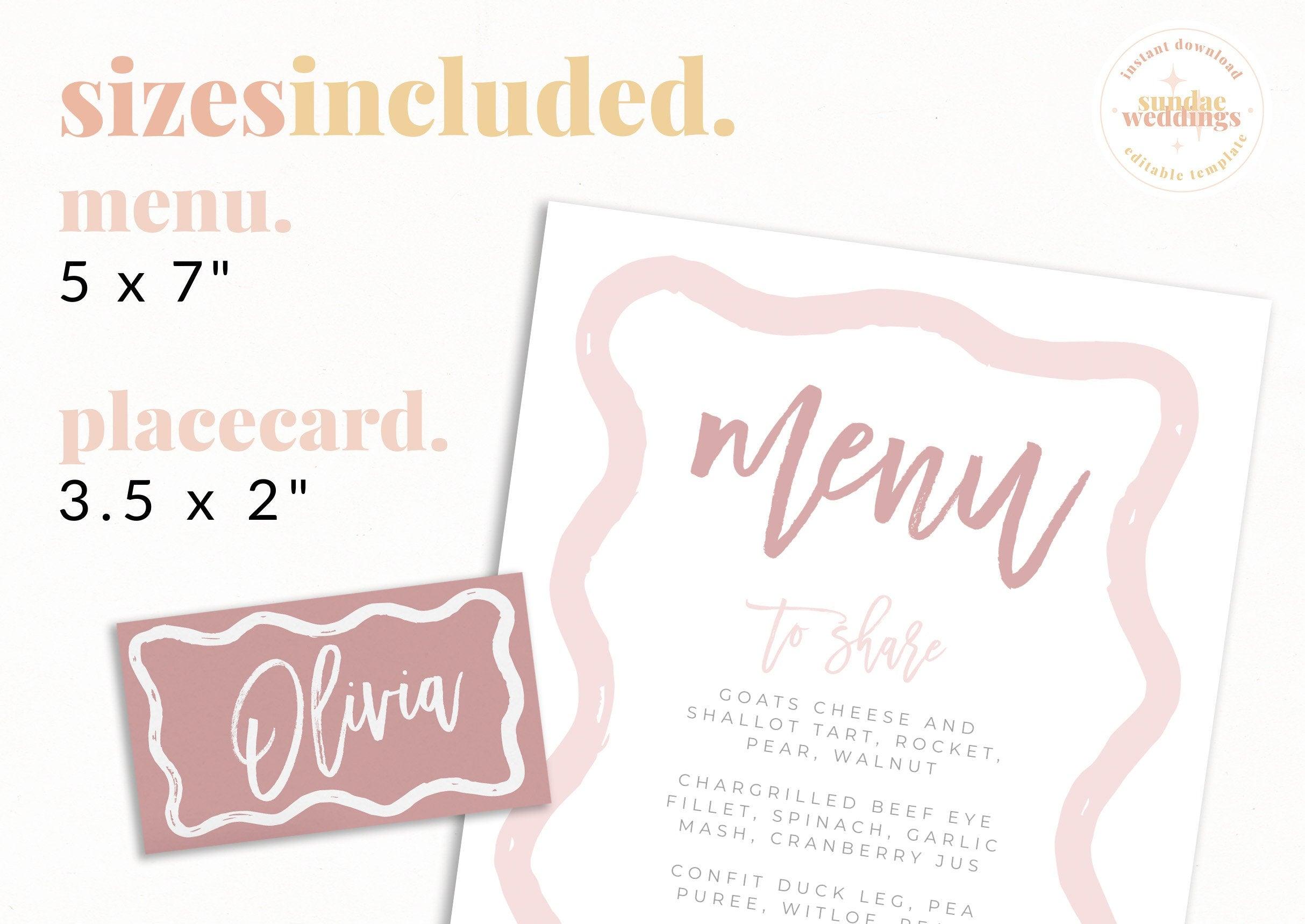 Menu + Placecard Combo - Polly - The Sundae Creative