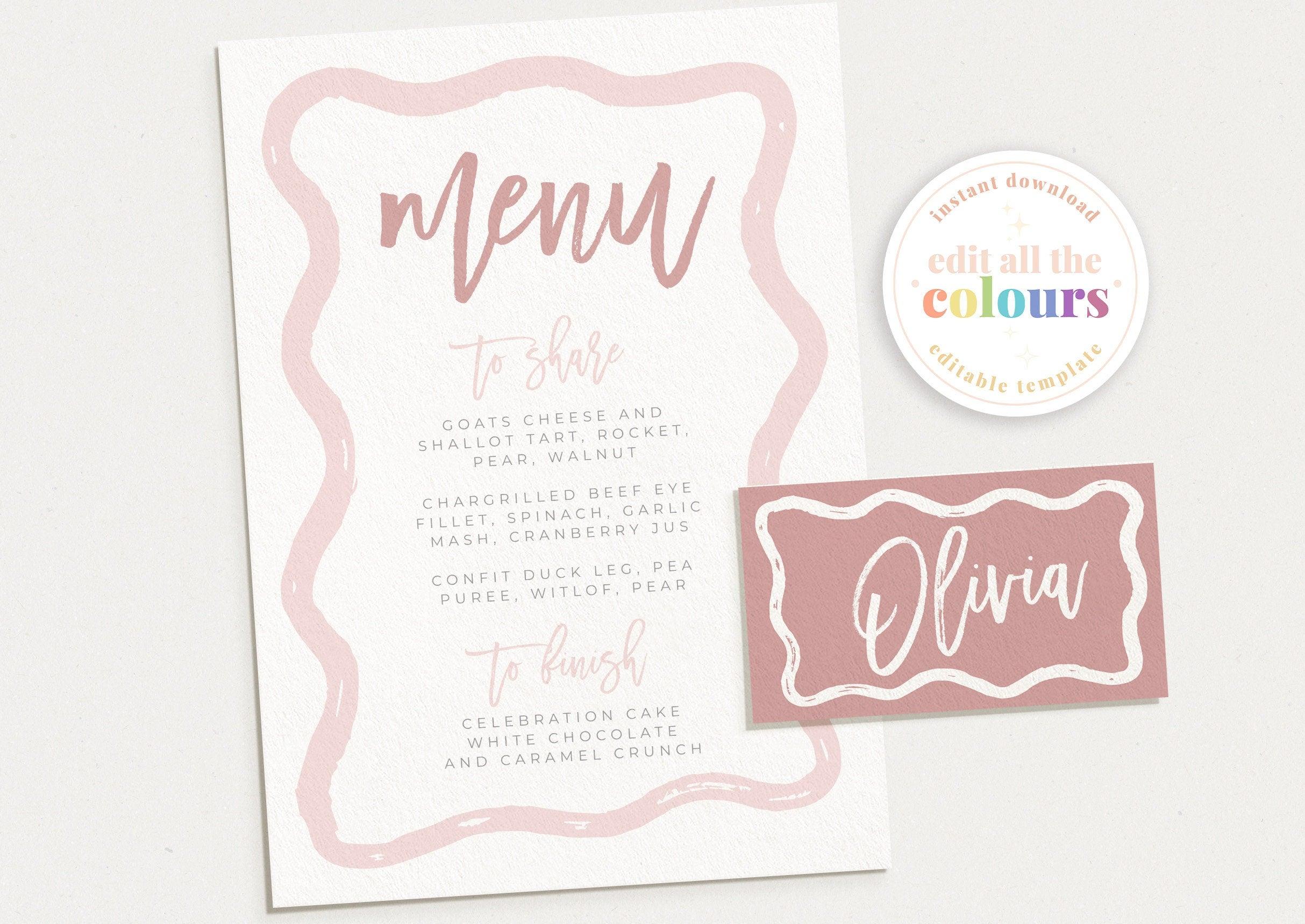 Menu + Placecard Combo - Polly - The Sundae Creative