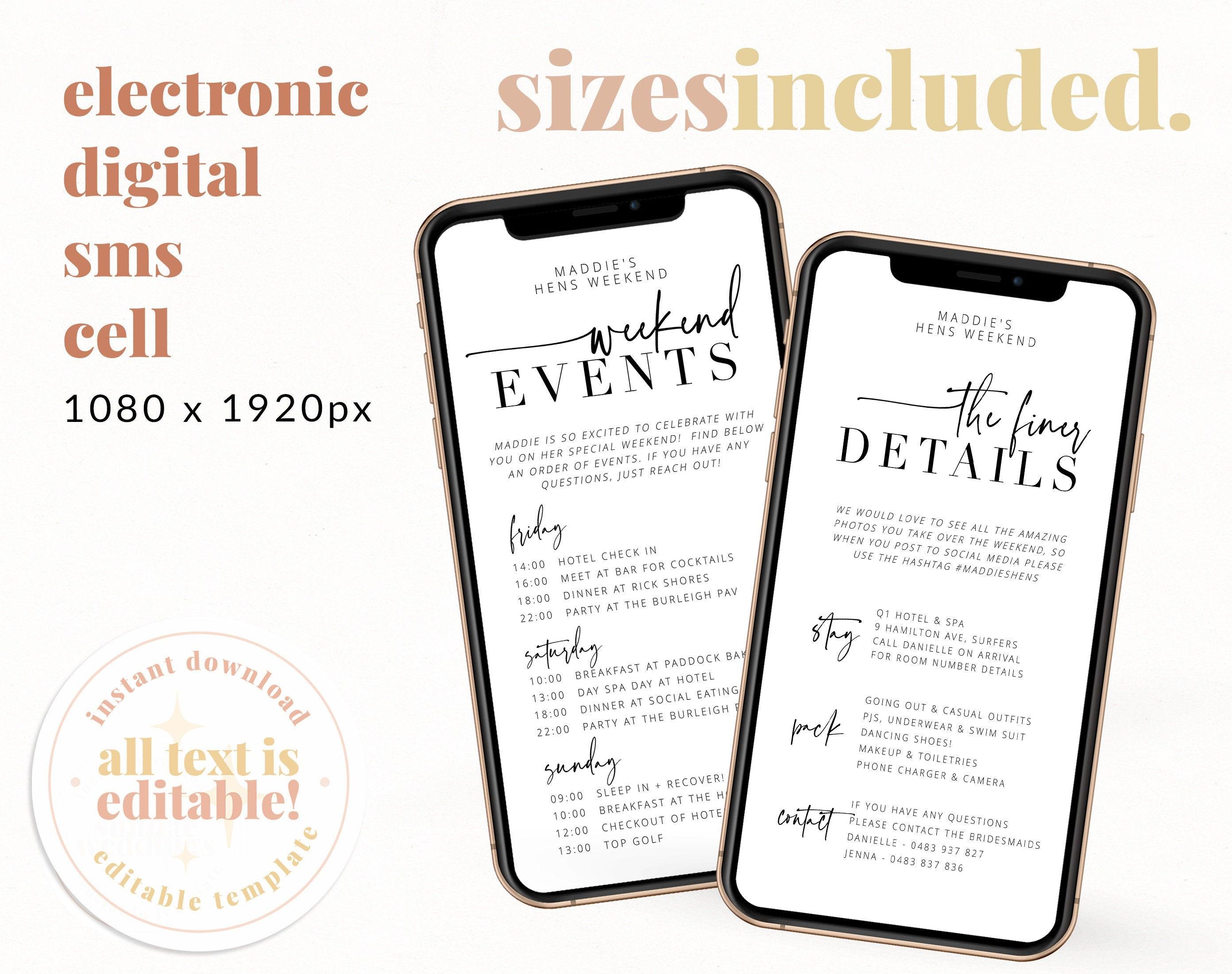 Digital Modern Hens Weekend Events - Bribie - The Sundae Creative