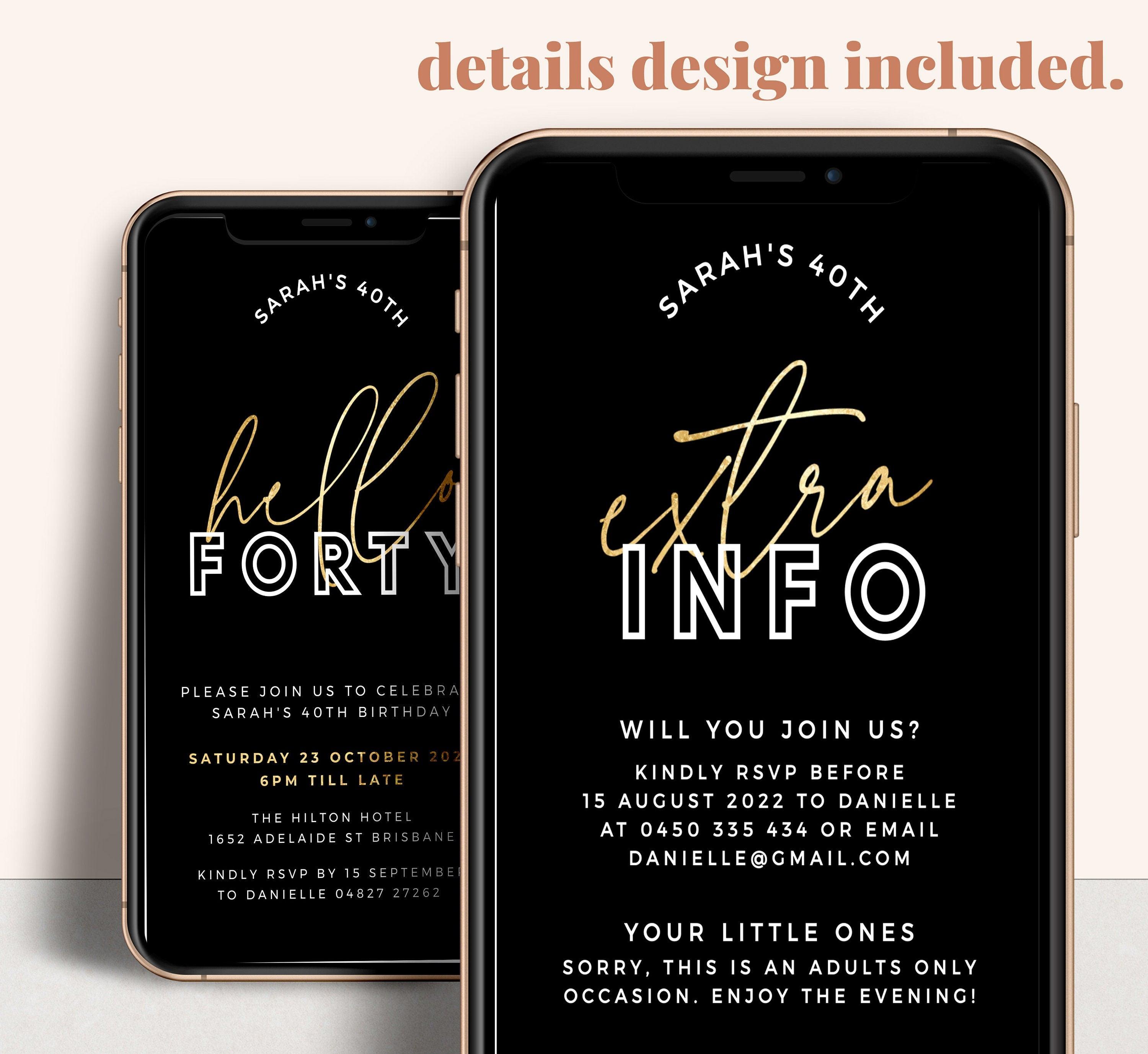 Digital Black Gold 30th Birthday Invitation Template - The Sundae Creative