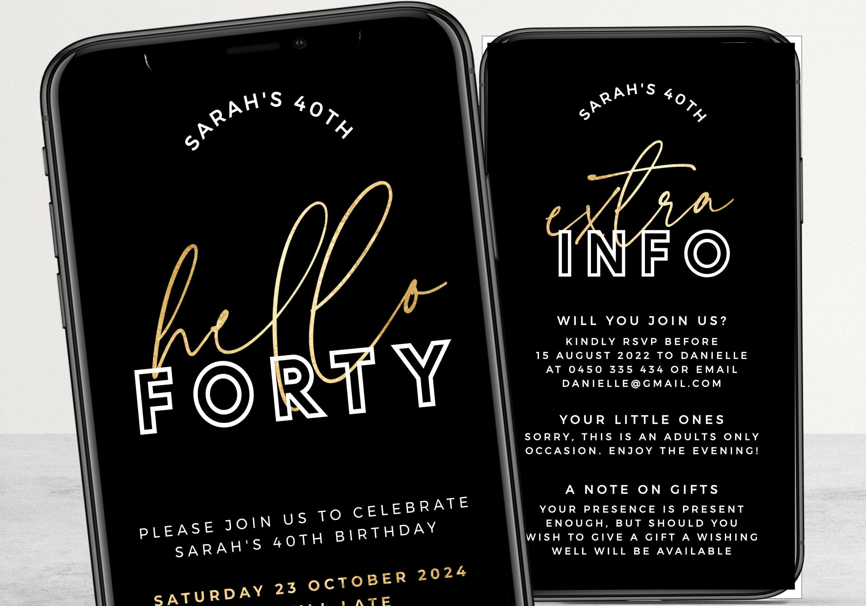 Digital Black Gold 30th Birthday Invitation Template - The Sundae Creative