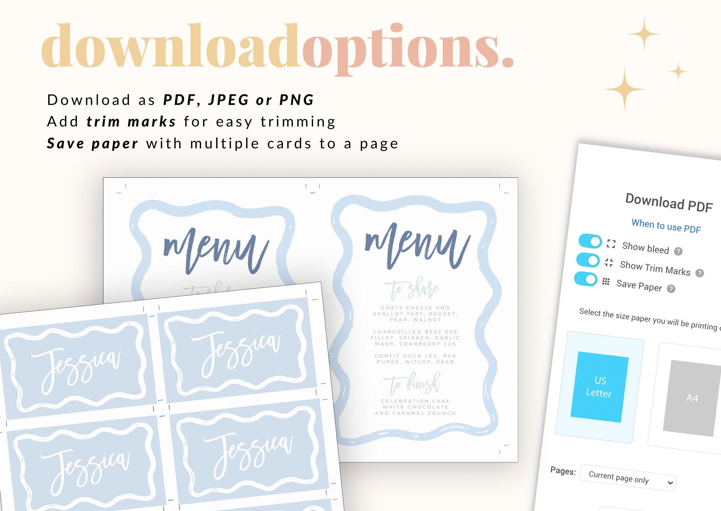 Menu & Placecard Combo - Polly - The Sundae Creative