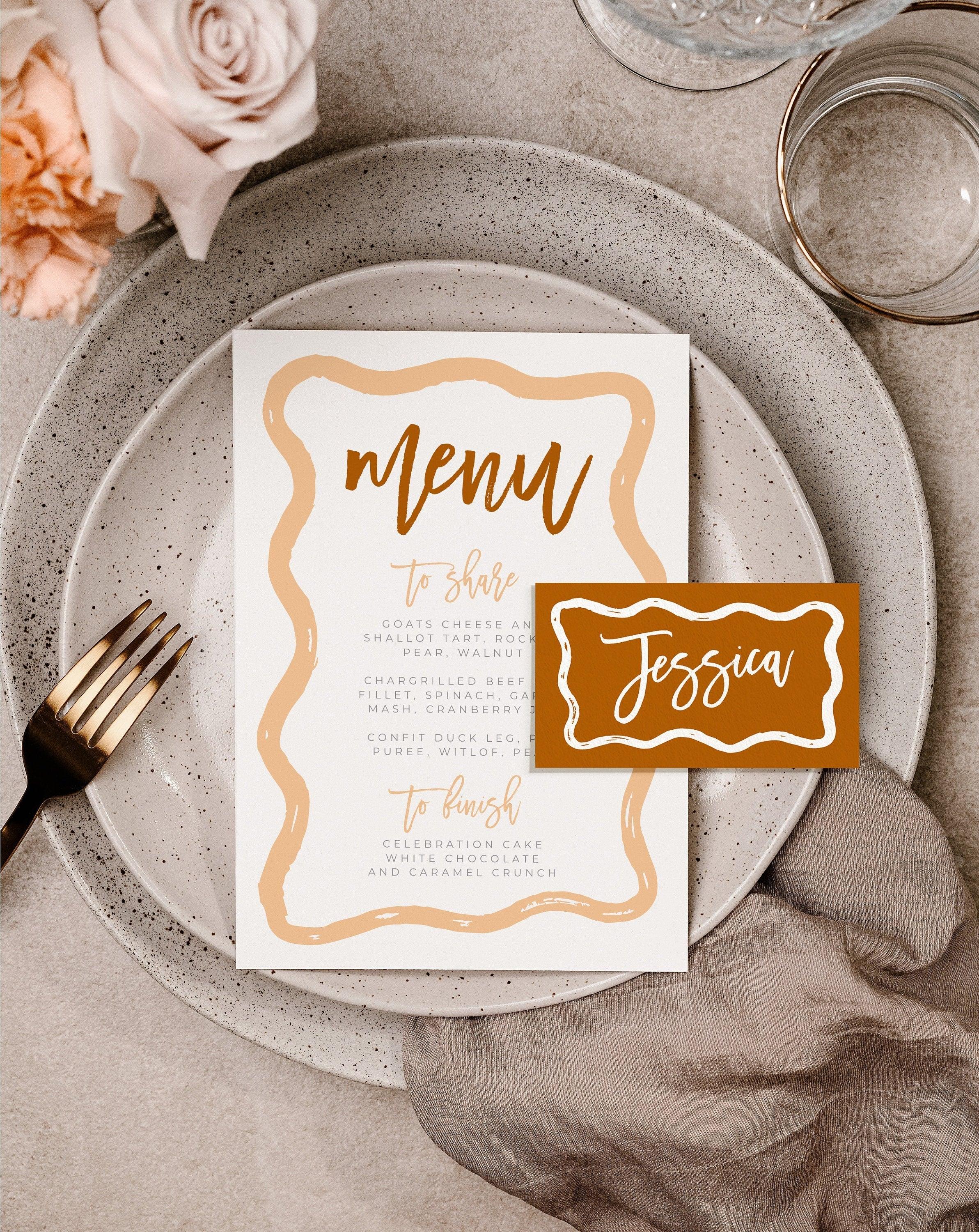 Terracotta Menu Placecard Combo - Polly - The Sundae Creative