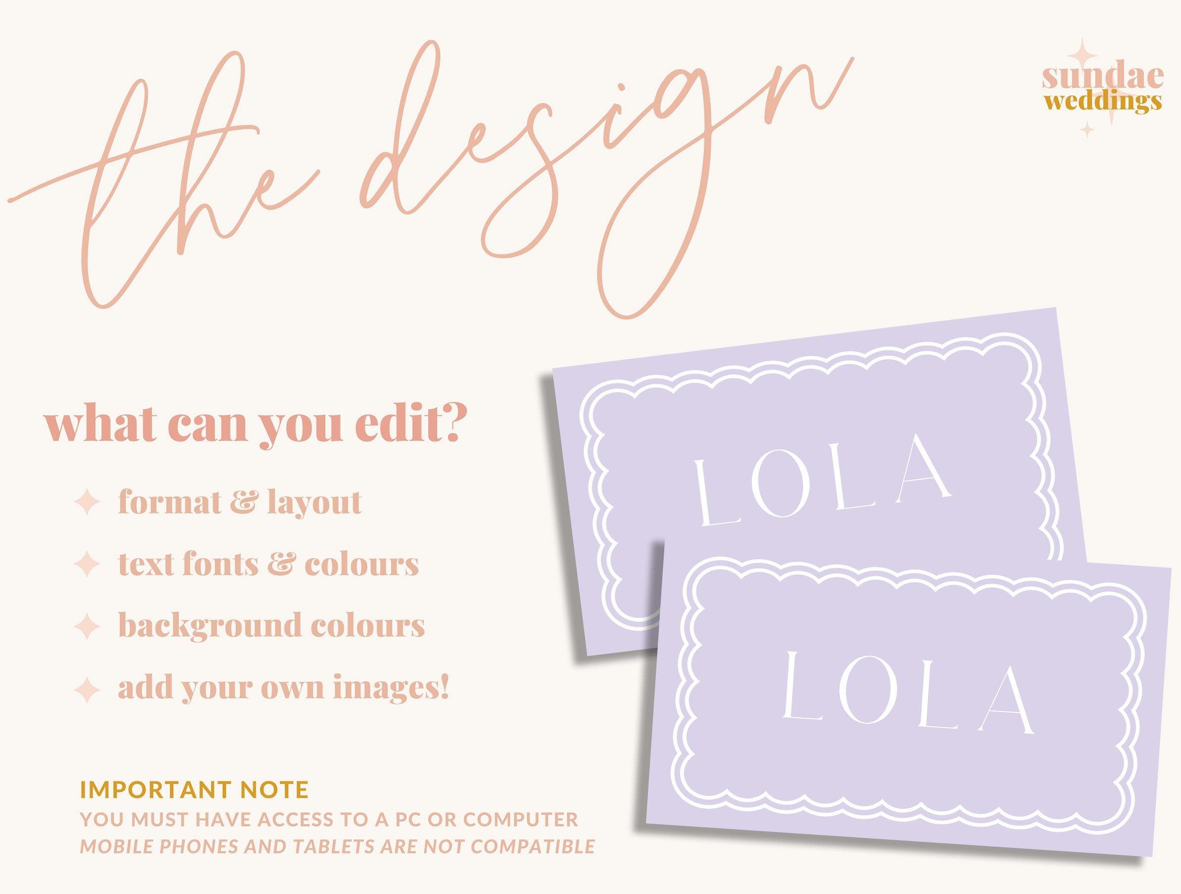 Bella Lilac Wedding Placecard - The Sundae Creative