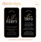 Digital Black Gold 30th Birthday Invitation Template - The Sundae Creative