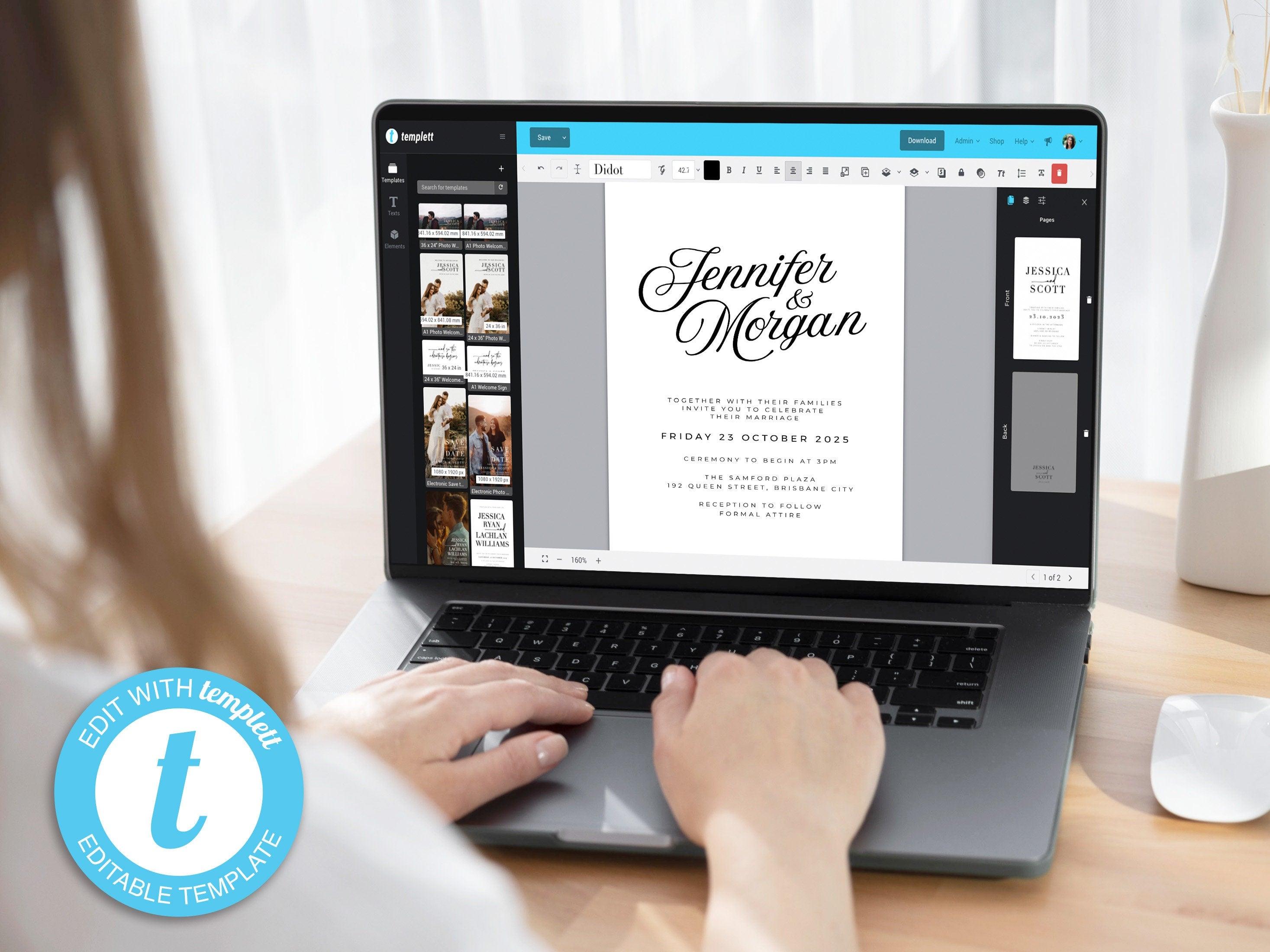 Sofia Modern Wedding Invitation Suite .Wedding Invitation .The Sundae Creative