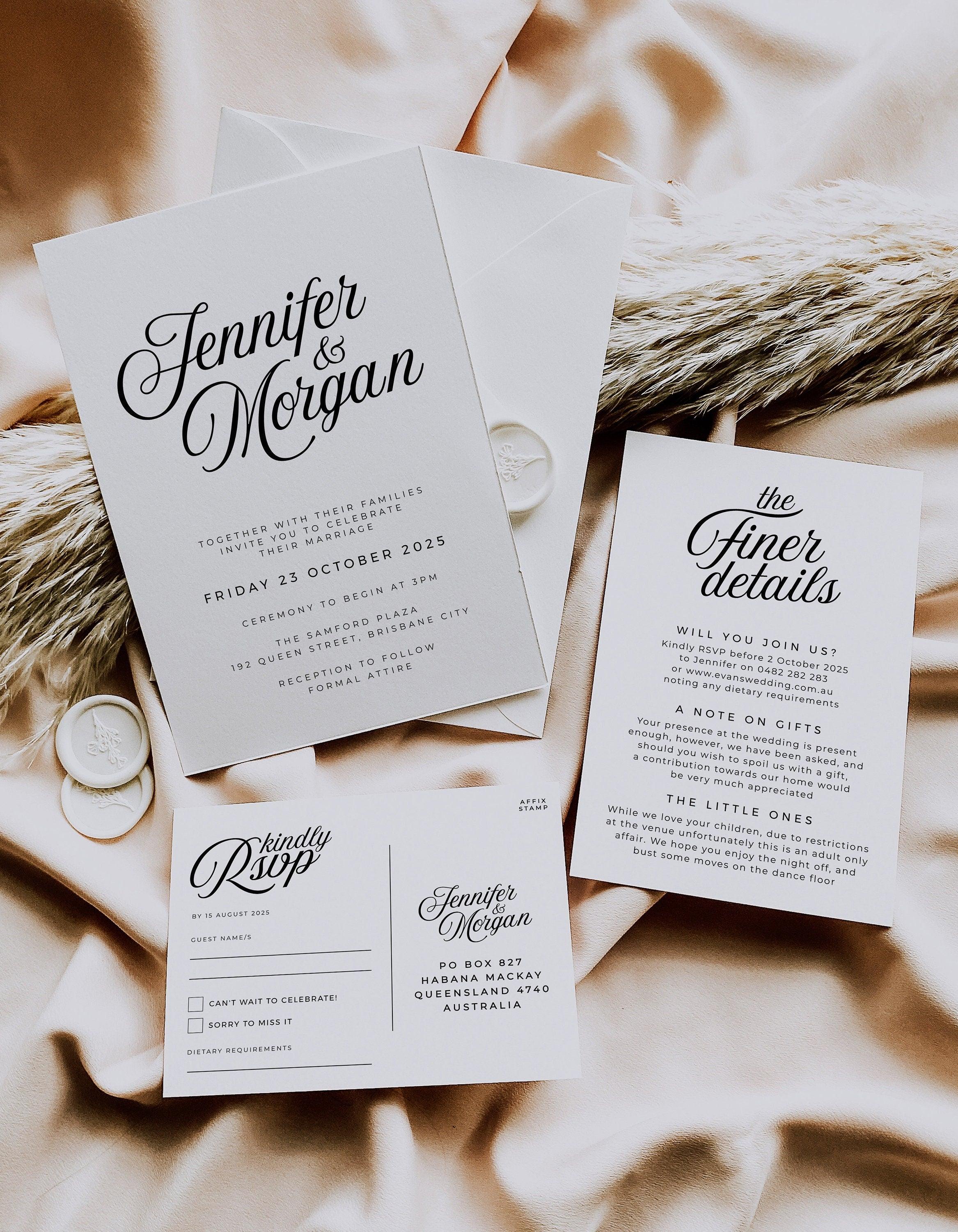 Sofia Modern Wedding Invitation Template .Wedding Invitation .The Sundae Creative