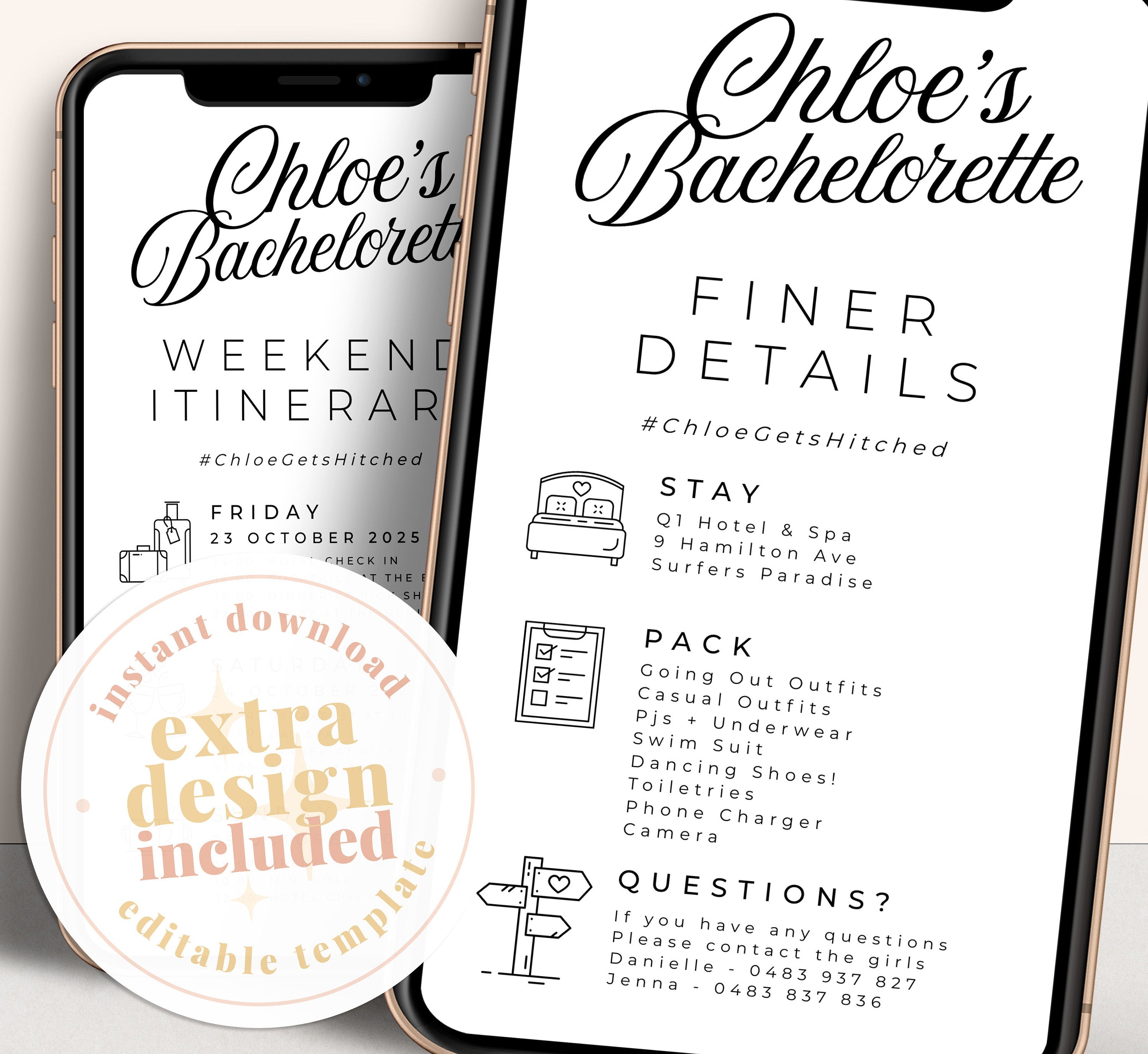 Sofia Bachelorette Weekend Events Itinerary .Hens Party Invitation .The Sundae Creative