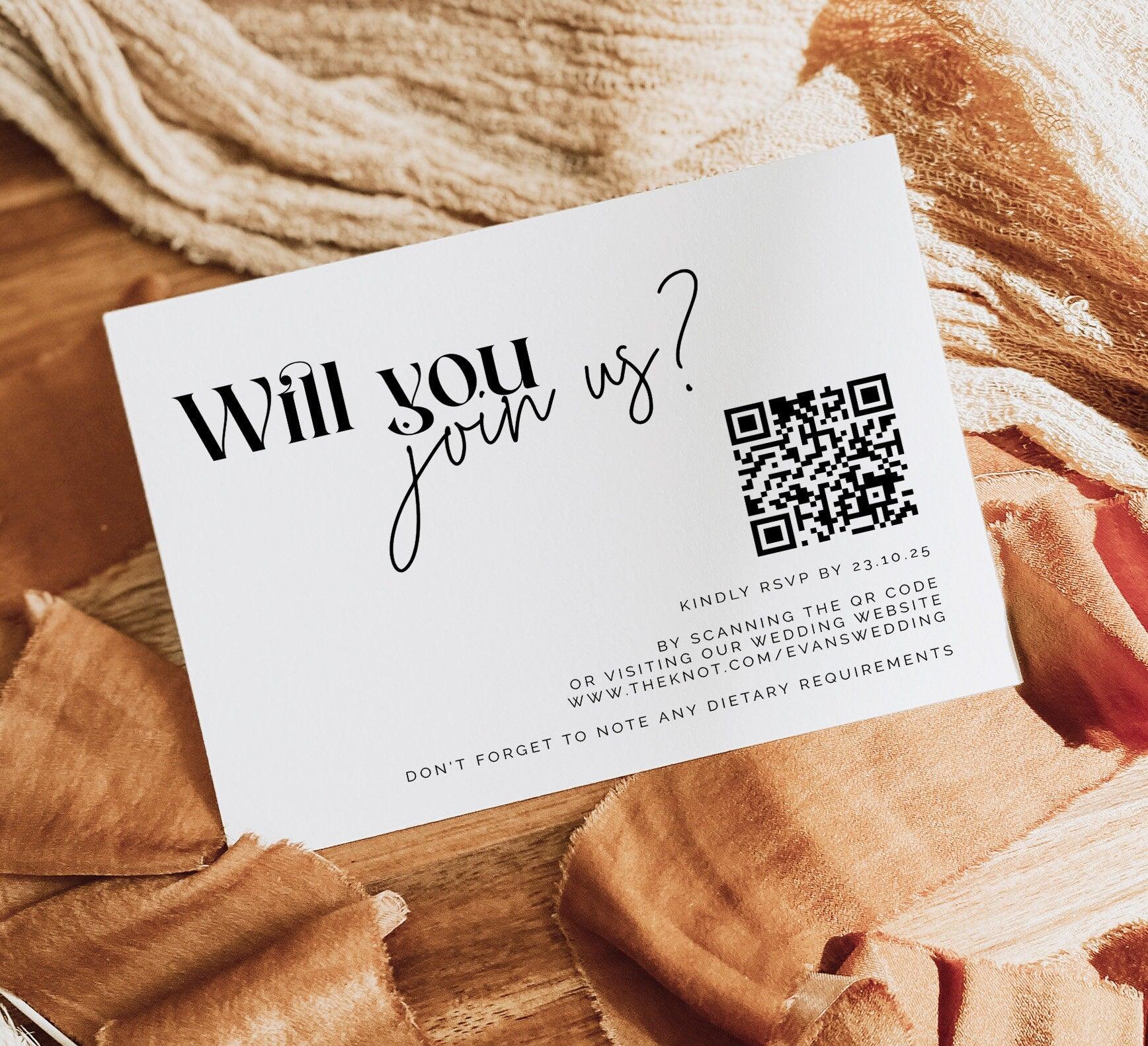 Minimalist Wedding RSVP QR Card - Mirage - The Sundae Creative