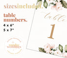 Chloe Floral Wedding Table Numbers Template - The Sundae Creative