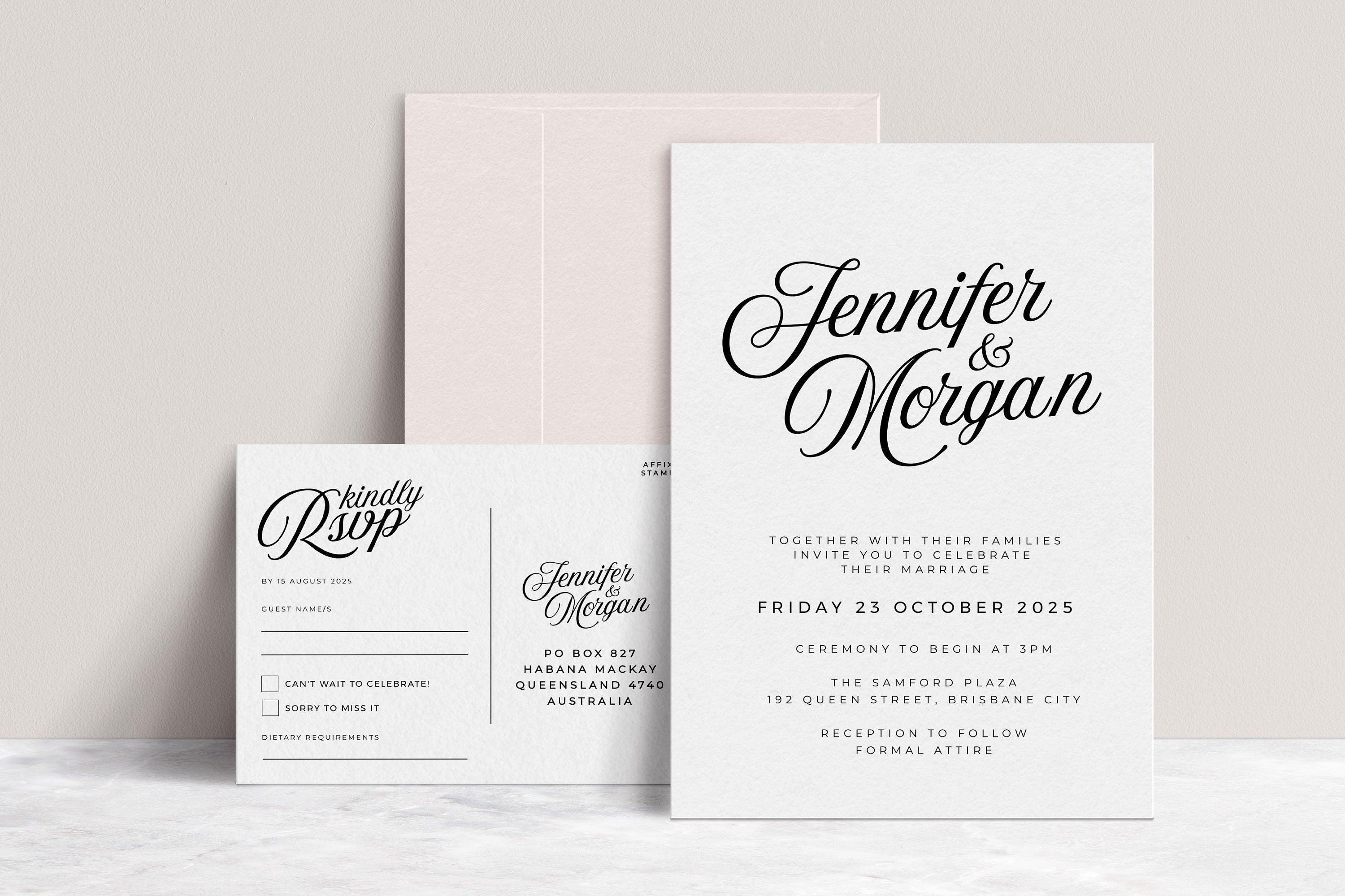 Sofia Modern Wedding Invitation Suite .Wedding Invitation .The Sundae Creative