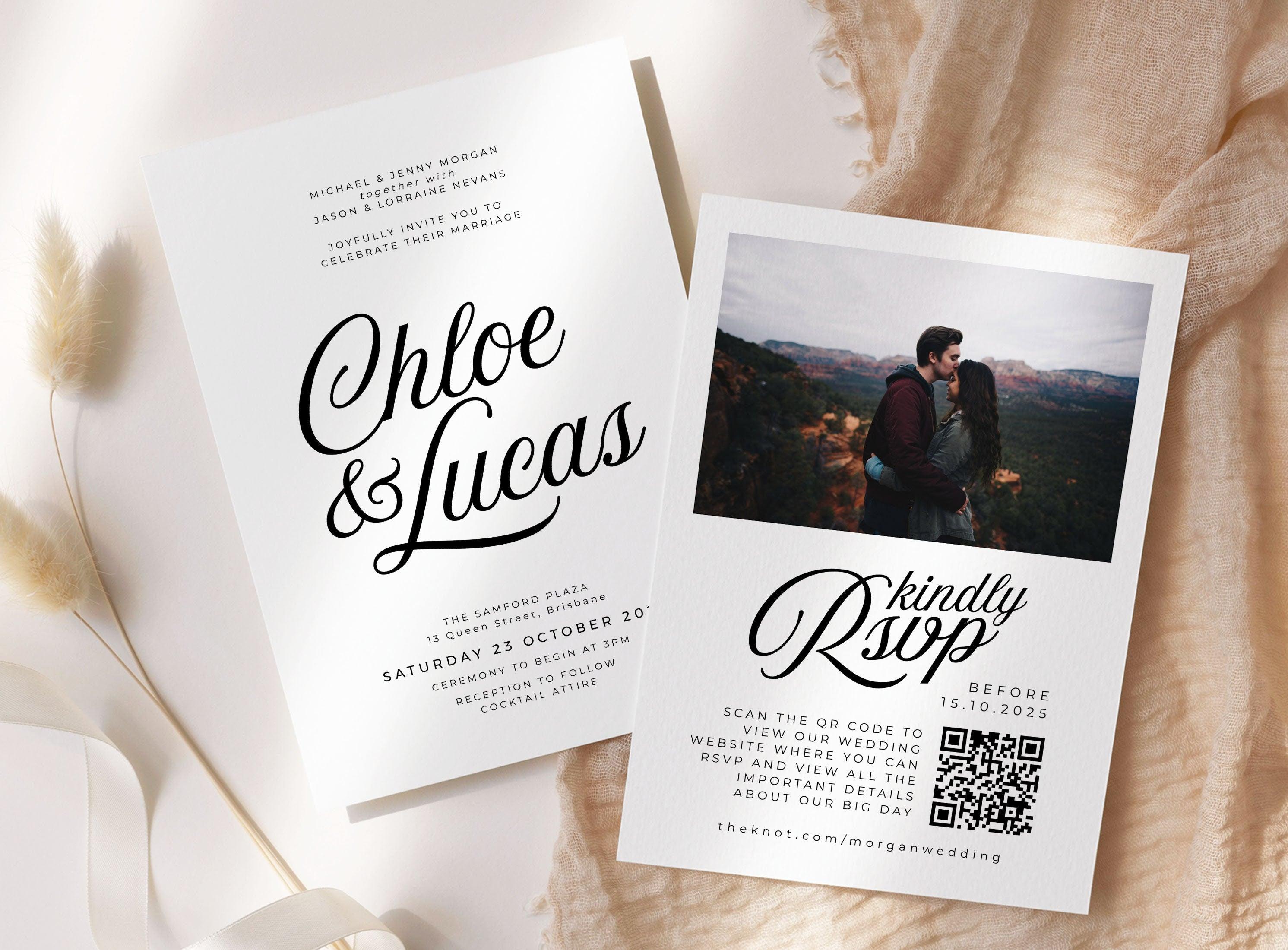 Sofia QR Wedding Invitation .Wedding Invitation .The Sundae Creative