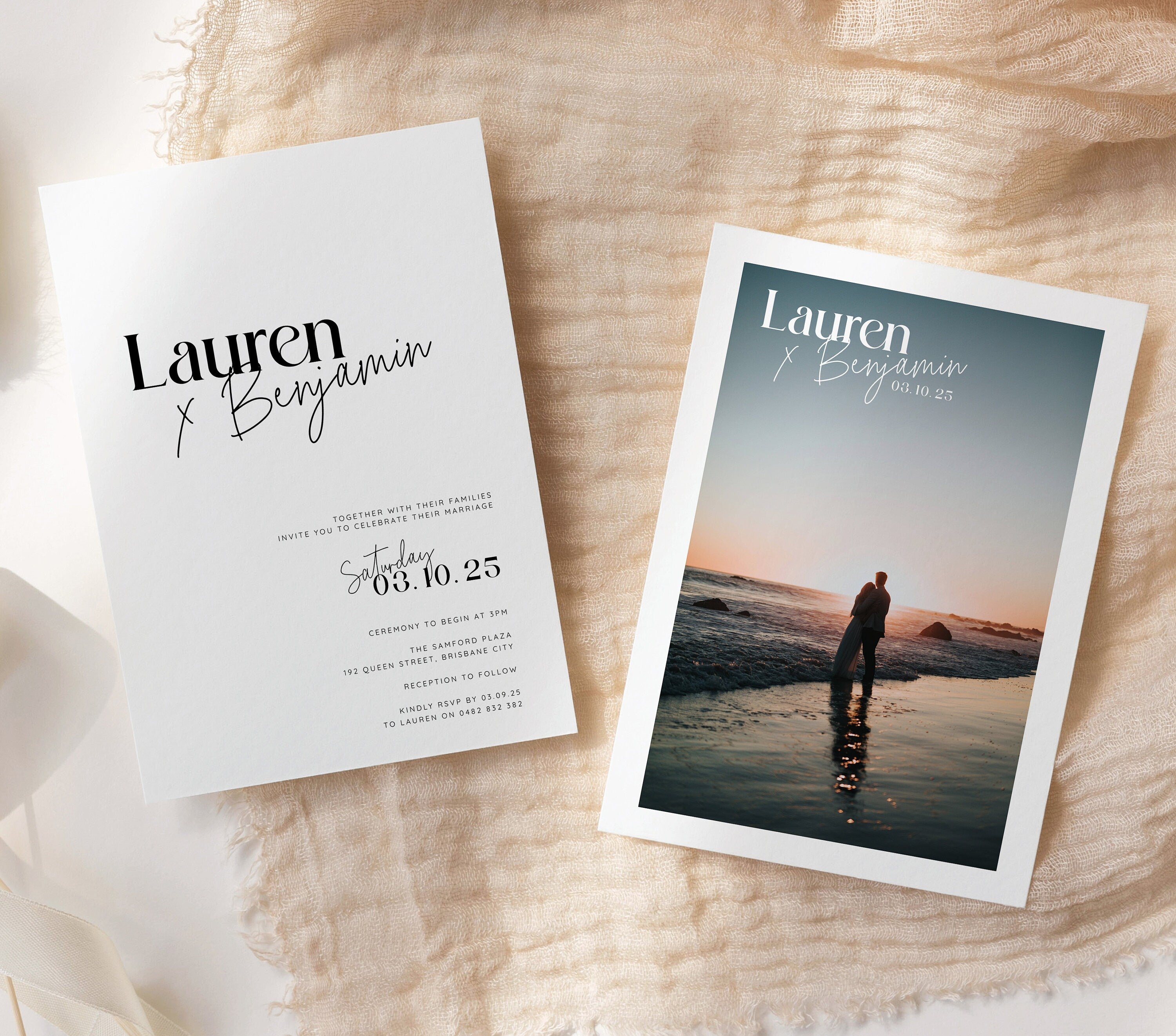 MIRAGE Minimal Wedding Invitation Template, Simple Elegant Wedding Invitation Template, Printable Modern Wedding Invitation, Templett