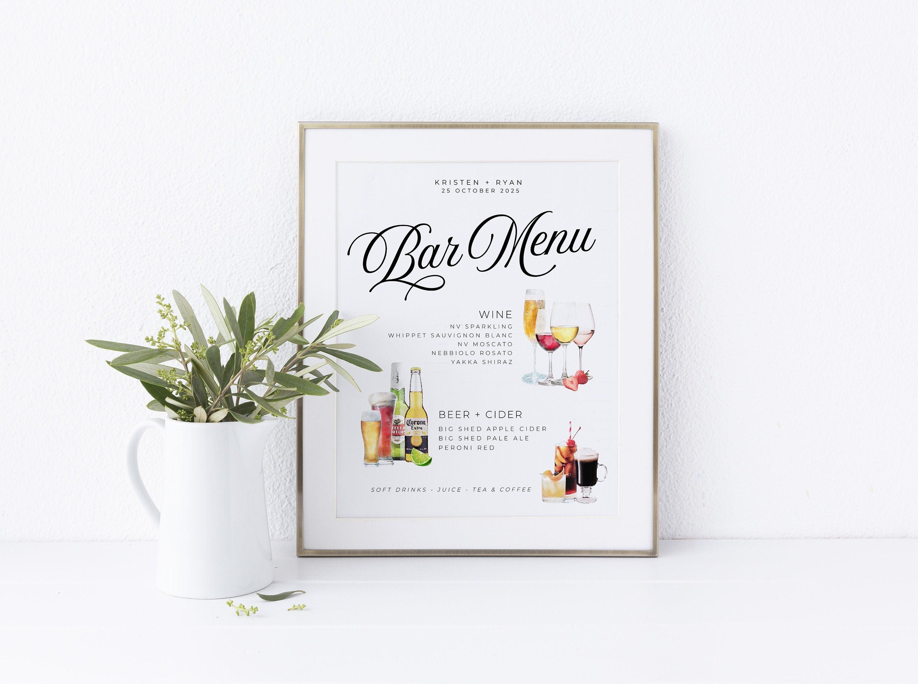 SOFIA Wedding Bar Drinks Sign Template - The Sundae Creative