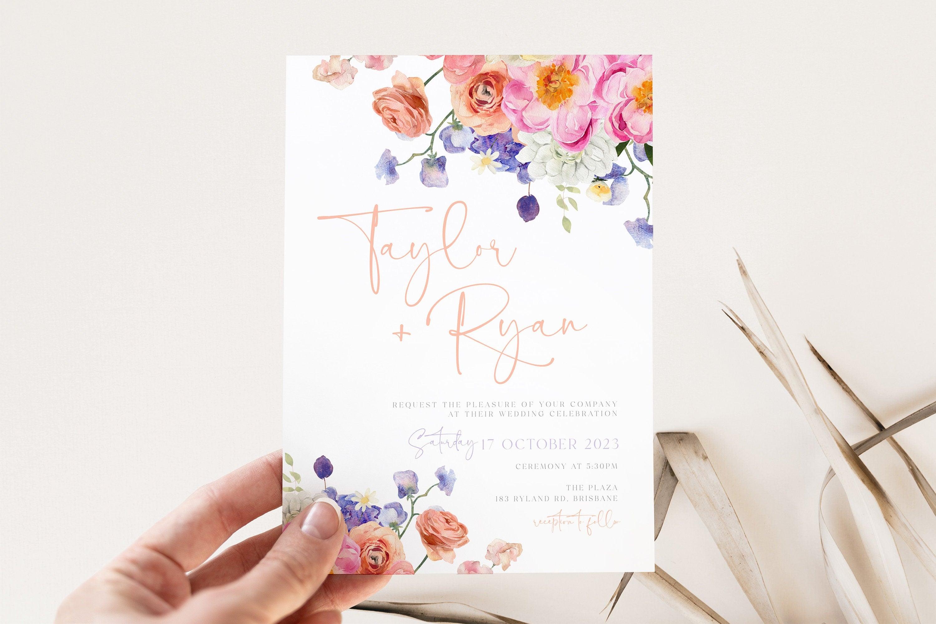 Ella Floral Wedding Invitation .Wedding Invitation .The Sundae Creative