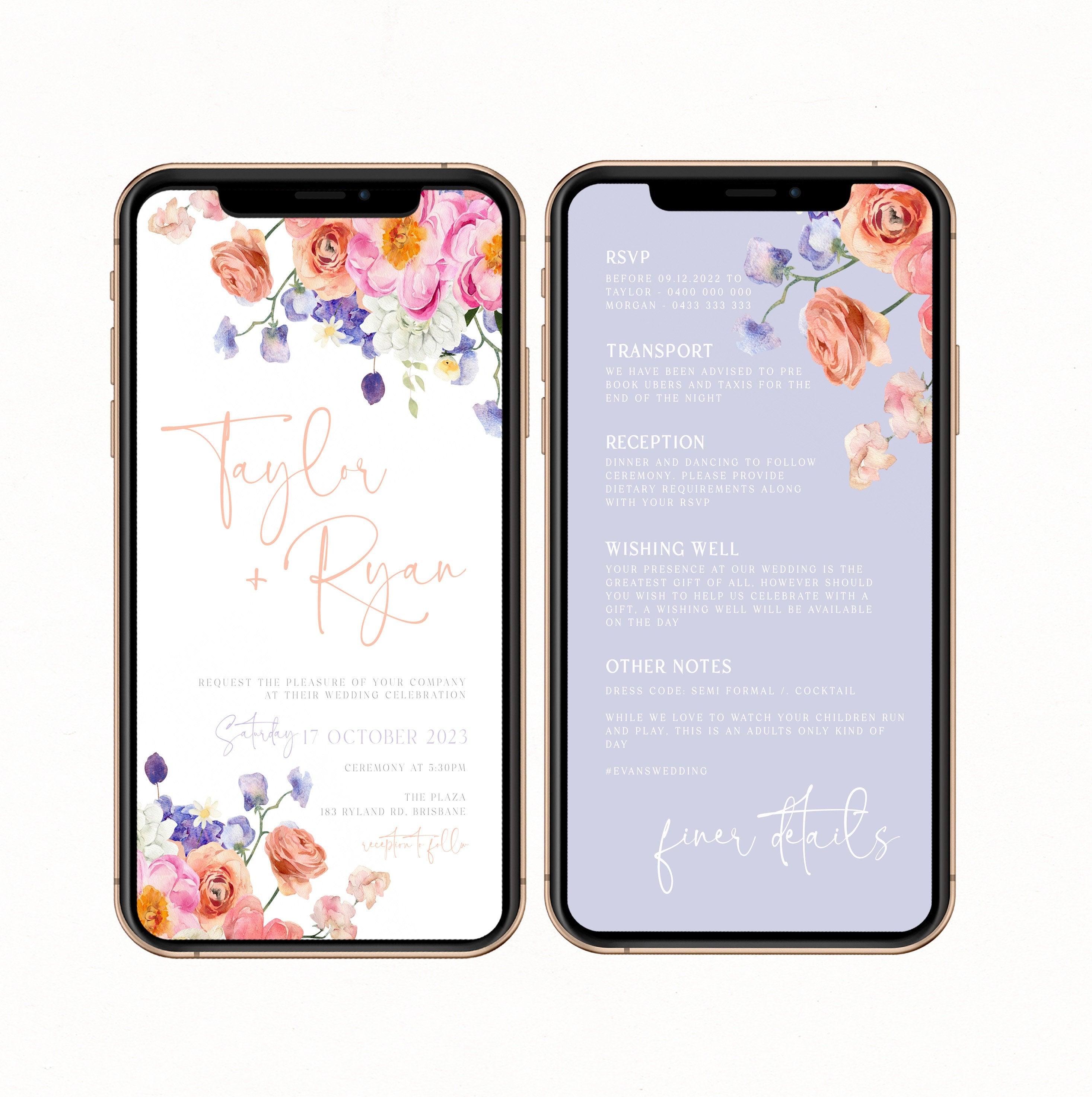 Ella Floral Wedding Invitation .Wedding Invitation .The Sundae Creative