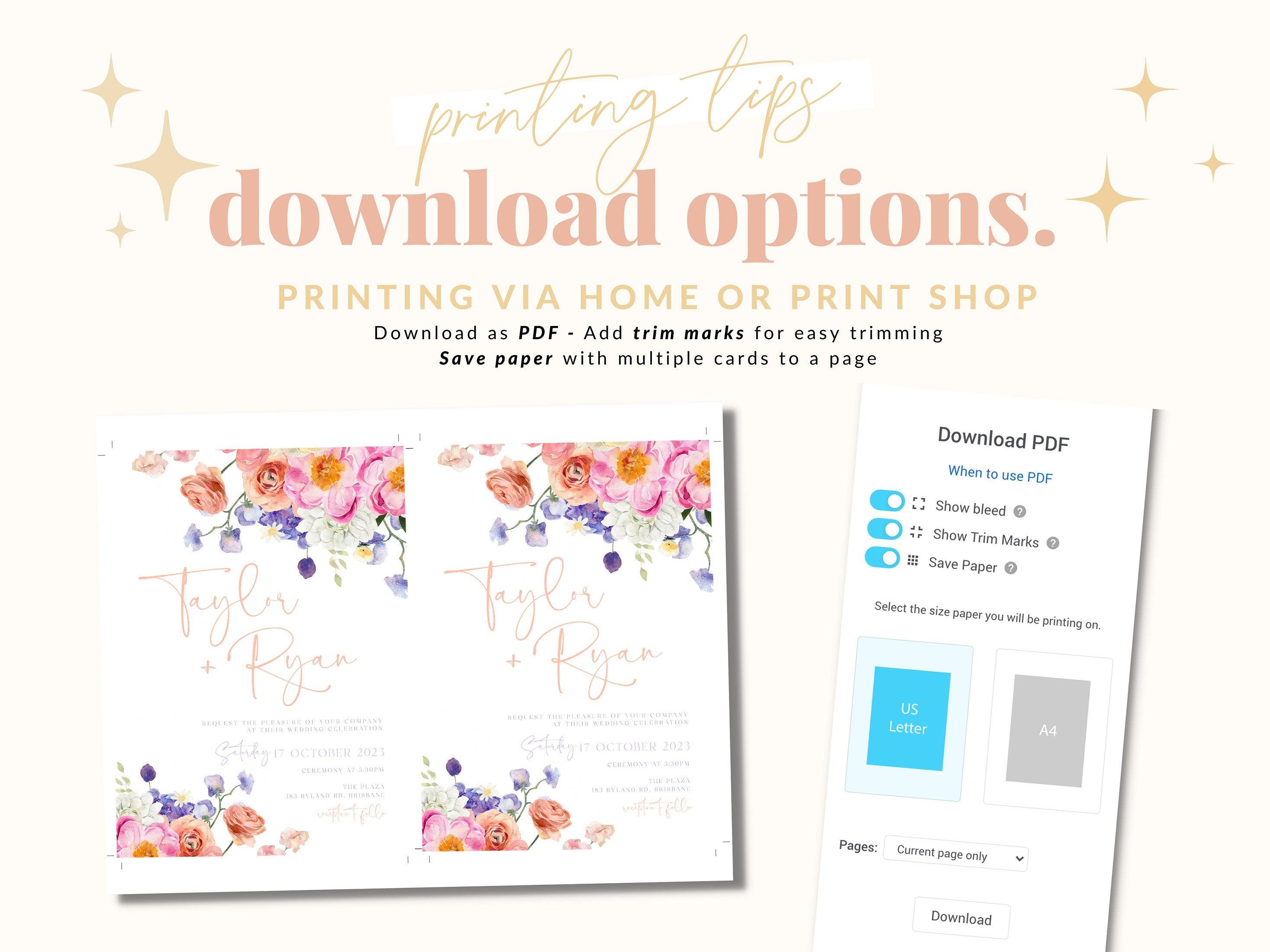 Ella Floral Wedding Invitation .Wedding Invitation .The Sundae Creative