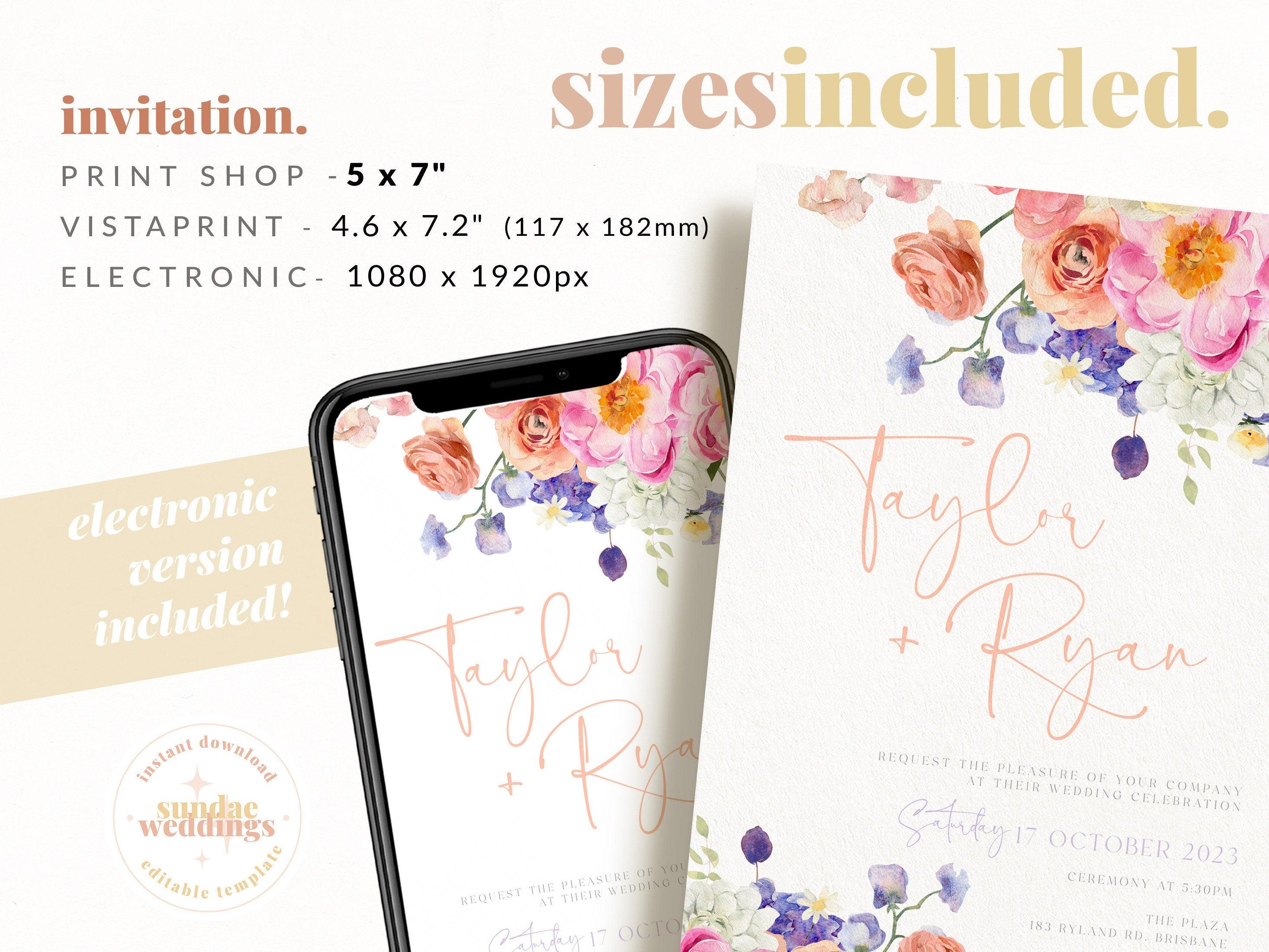 Ella Floral Wedding Invitation .Wedding Invitation .The Sundae Creative