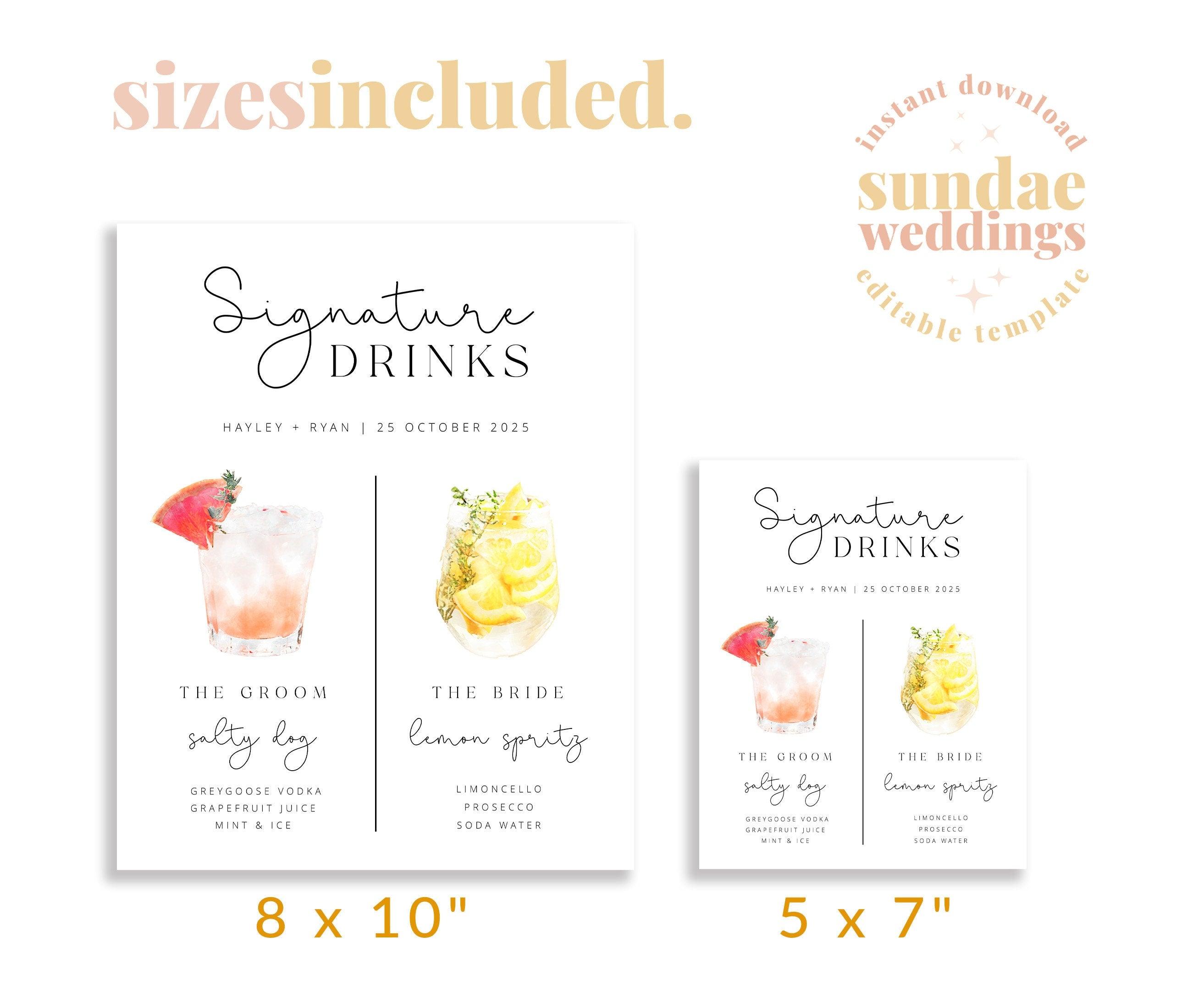 CYRUS Wedding Signature Drinks Menu - The Sundae Creative