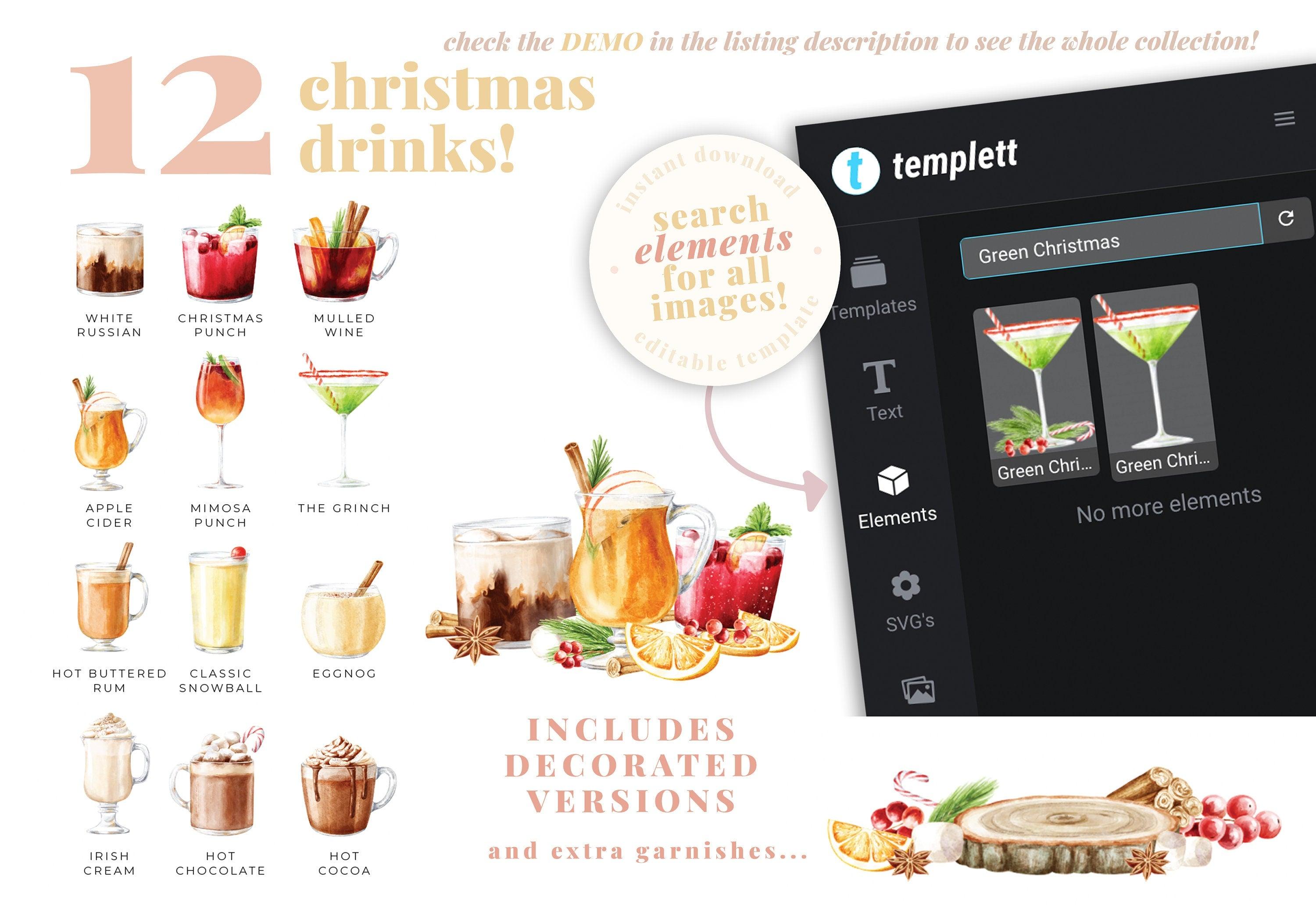 Christmas Cocktail Sign Template - The Sundae Creative
