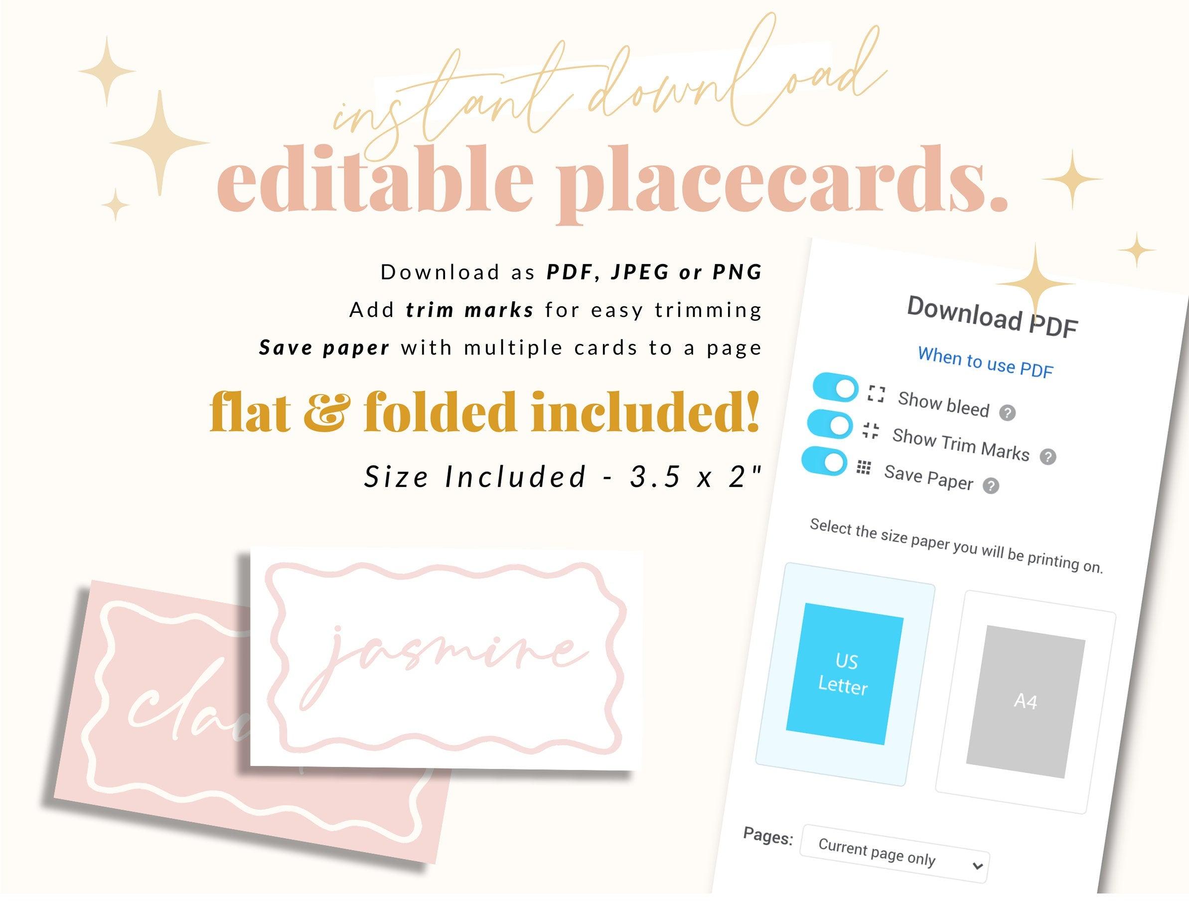 Eleni Wavey Placecard Template - The Sundae Creative