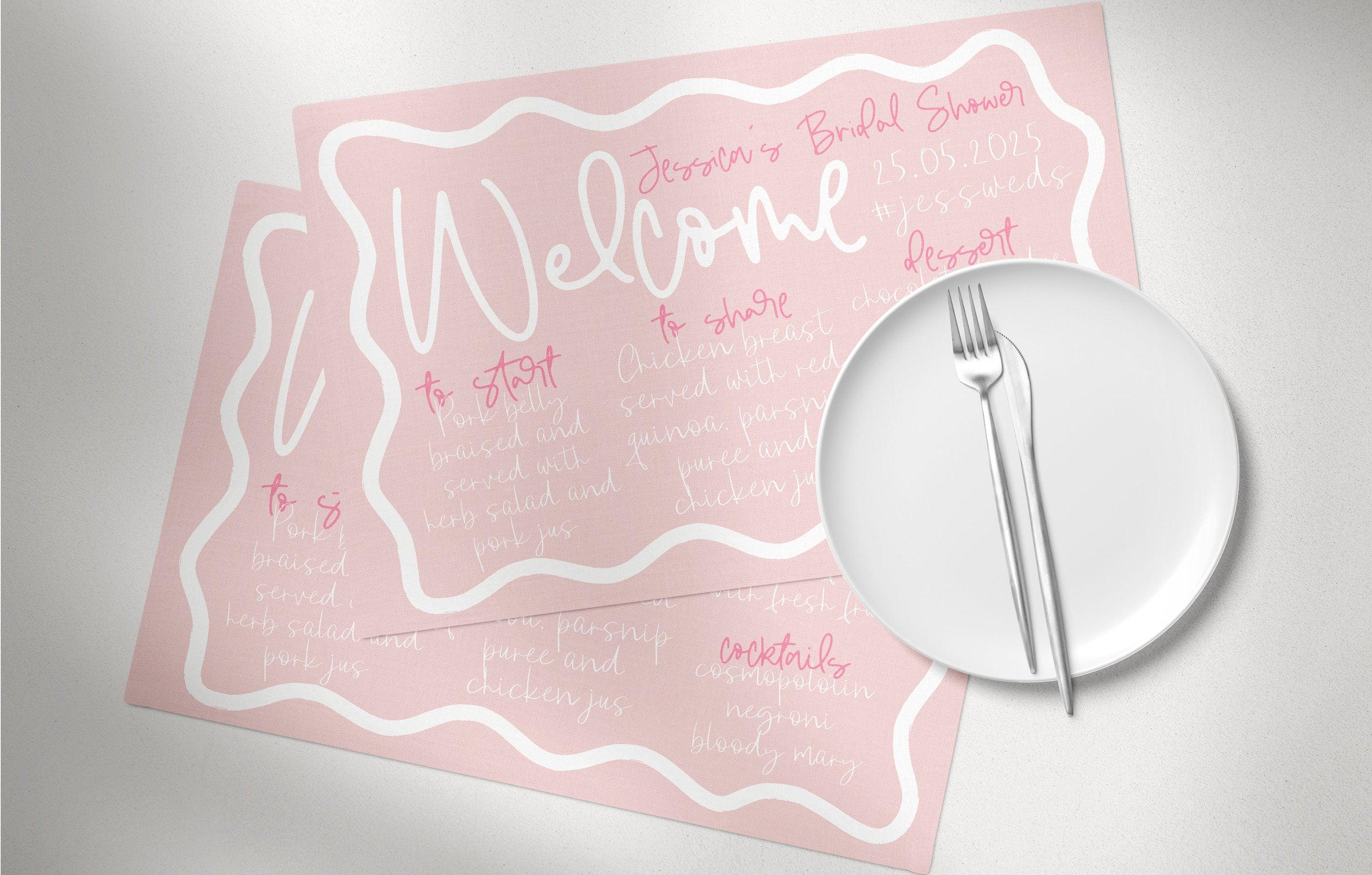 ELENI Pink Wave Dinner Placemat Template - The Sundae Creative