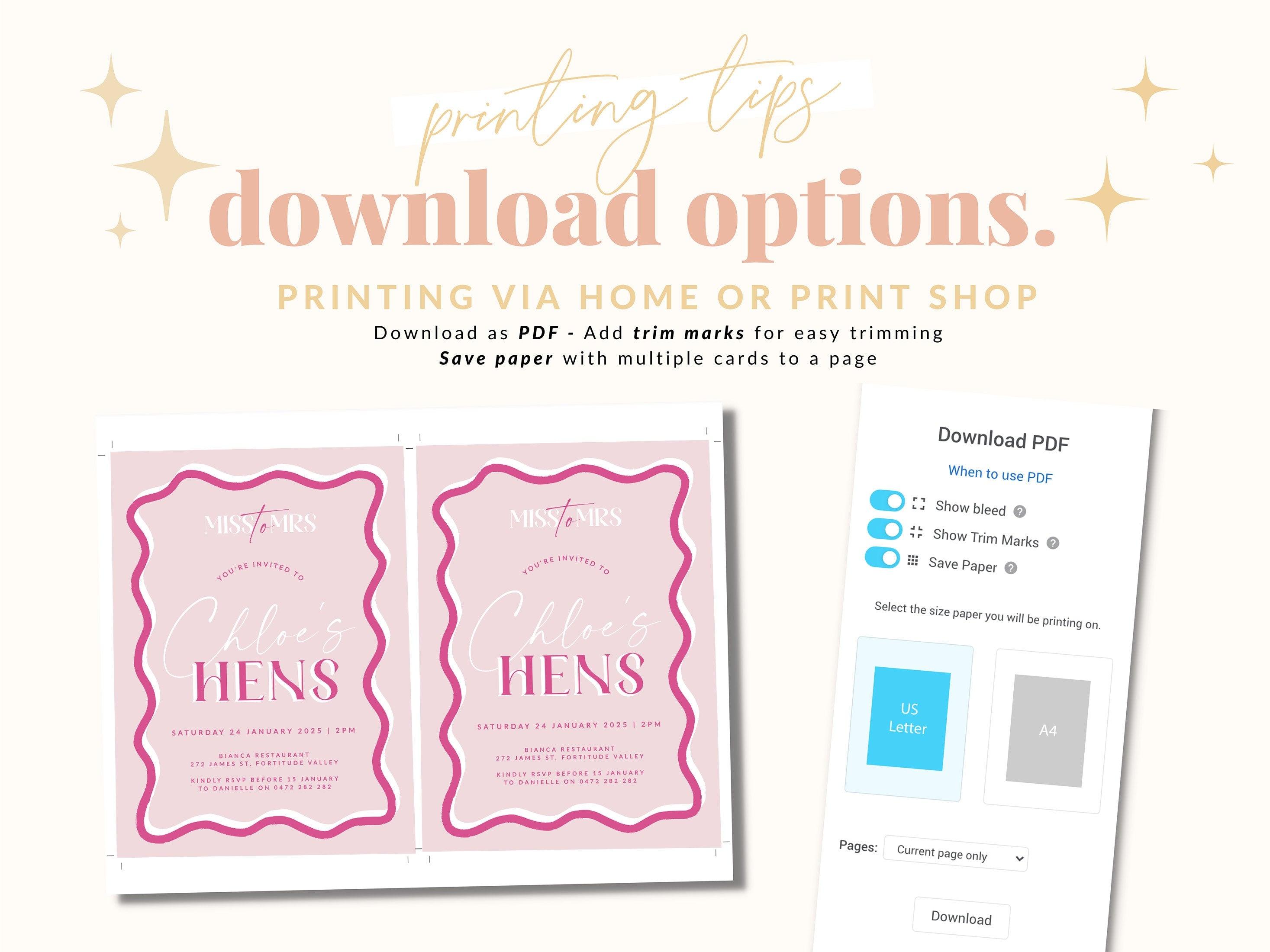 SONNY Pink Wavey Hens Party Invitation - The Sundae Creative