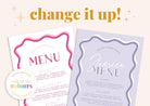 Pink Menu Placecard Bundle - Sonny - The Sundae Creative