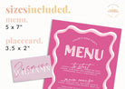 Hot Pink Editable Menu Placecard Bundle - Sonny - The Sundae Creative