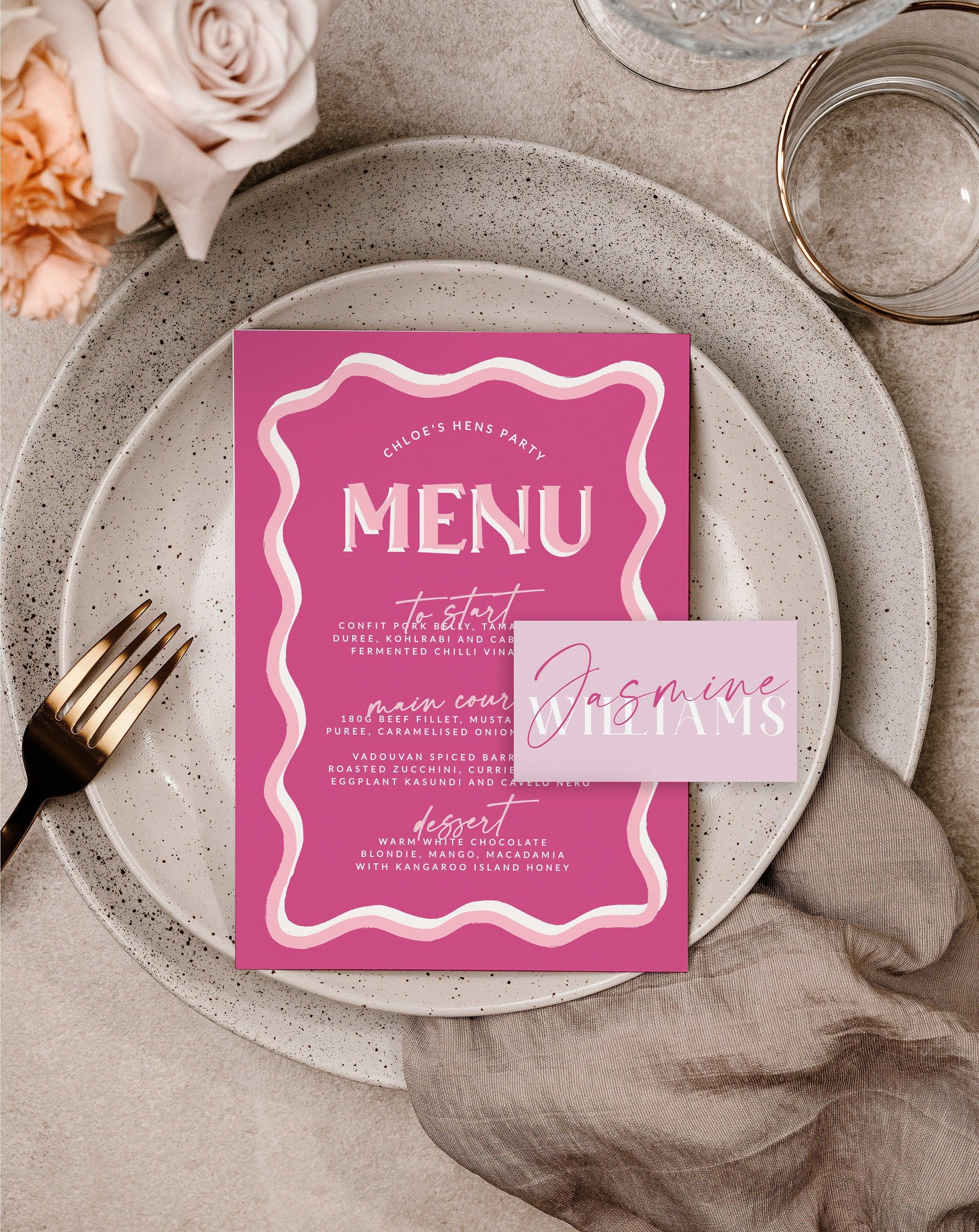 Hot Pink Editable Menu Placecard Bundle - Sonny - The Sundae Creative