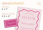 Pink Menu Placecard Bundle - Sonny - The Sundae Creative