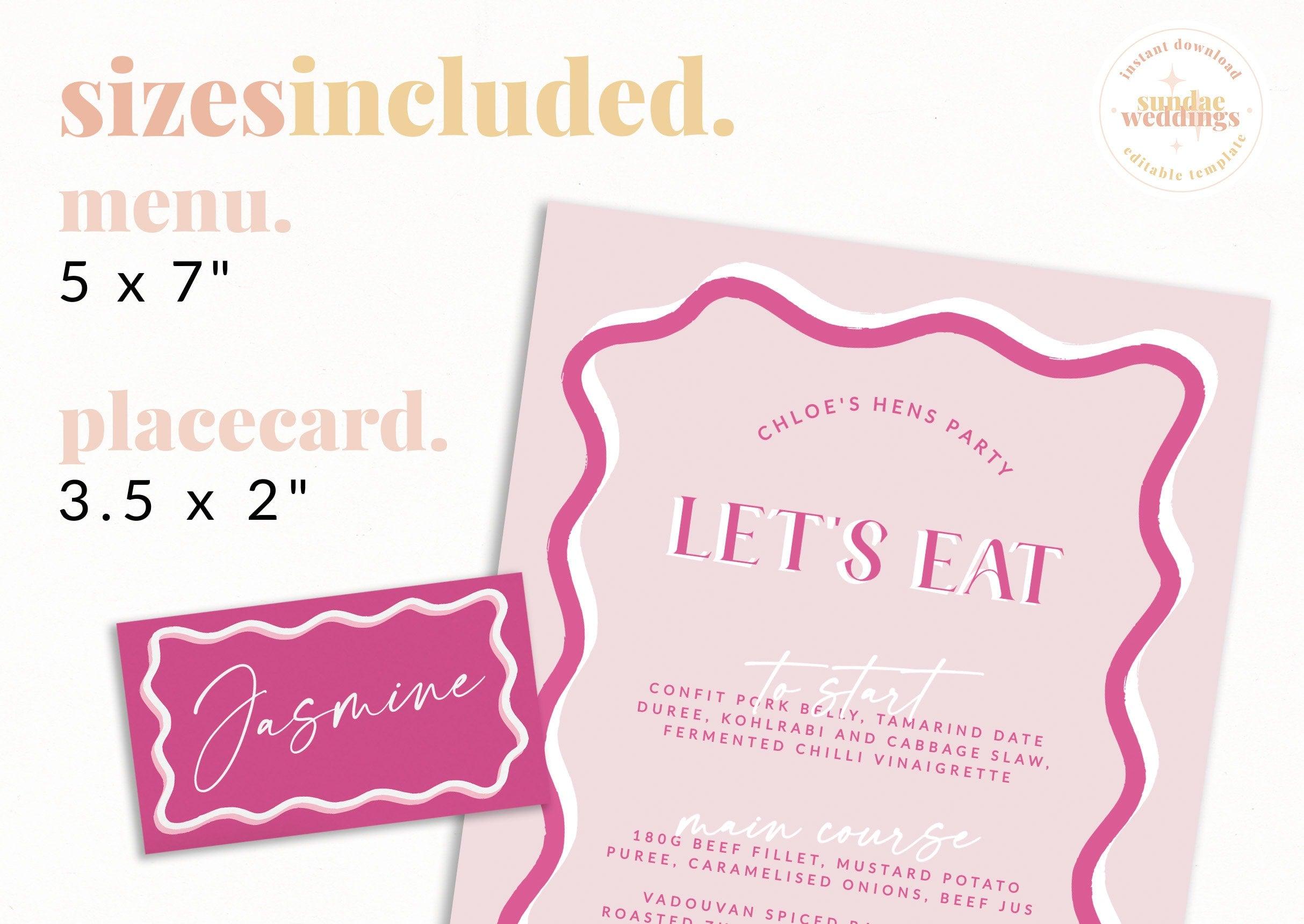 Pink Menu Placecard Bundle - Sonny - The Sundae Creative