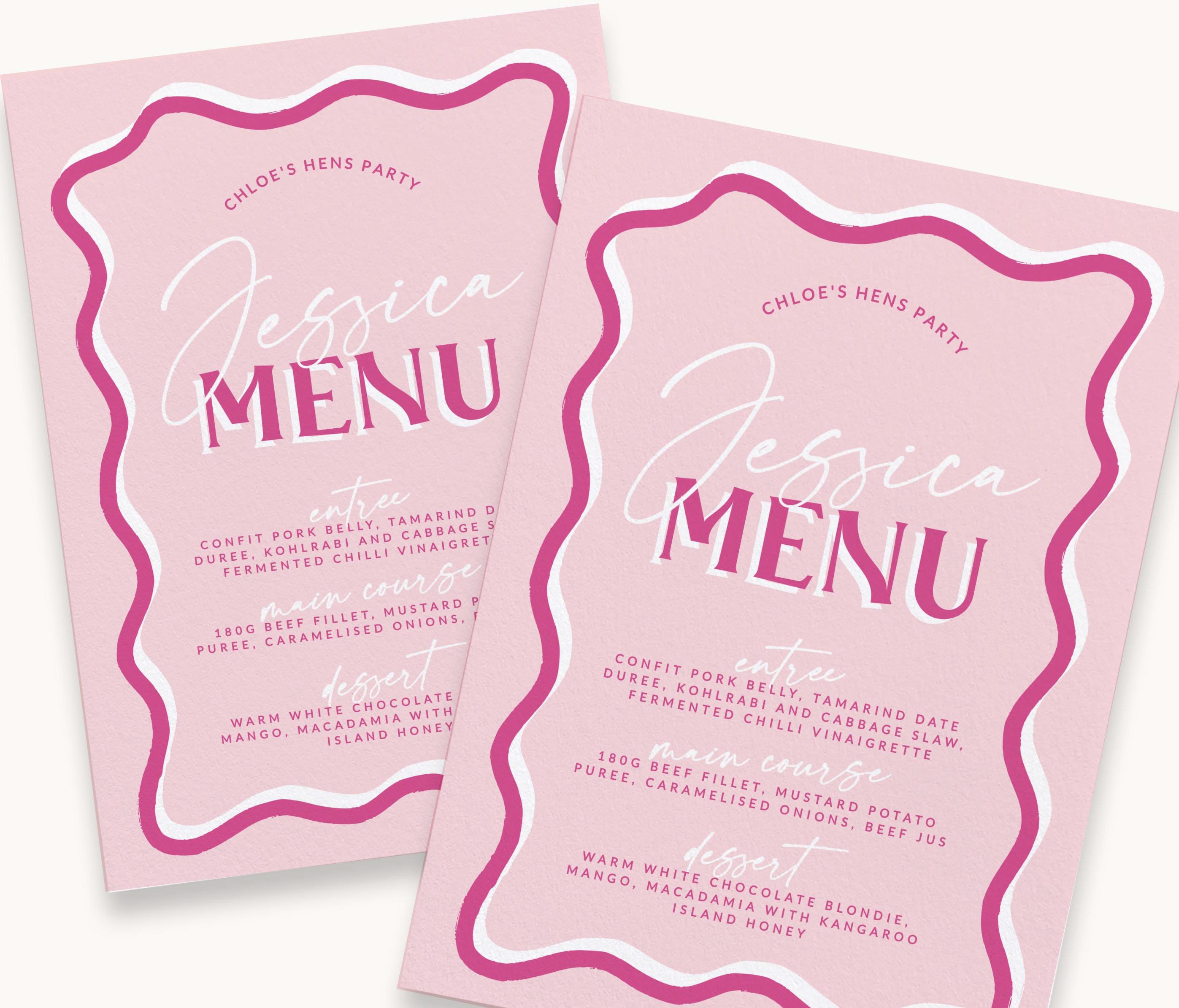 SONNY Pink Guest Name Menu - The Sundae Creative