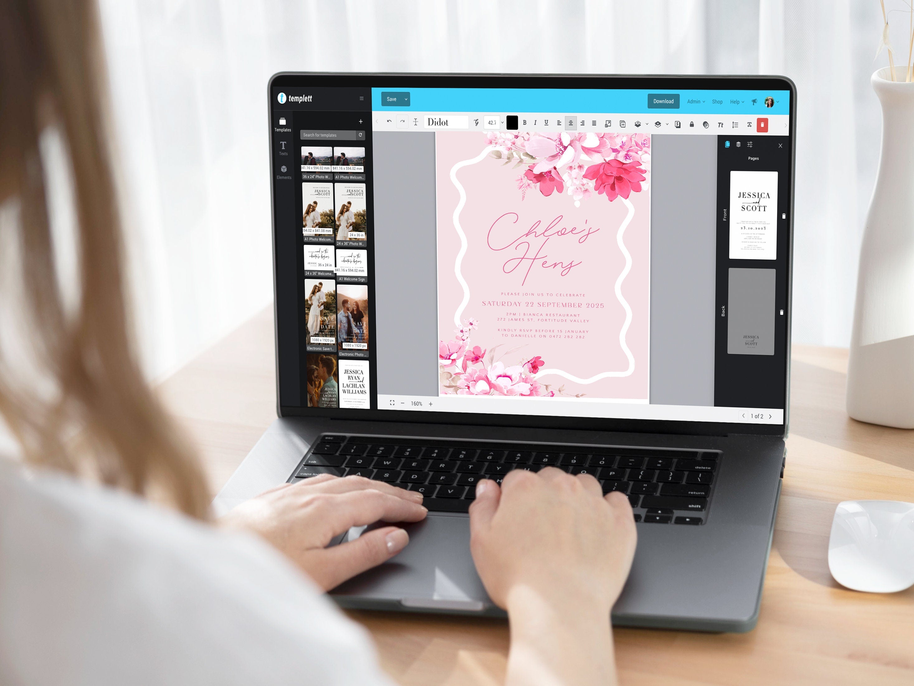 KEIRA Pink Floral Bachelorette Party Invite Template | Hot Pink Invitation Template | Bachelorette Invite | Templett Instant Download