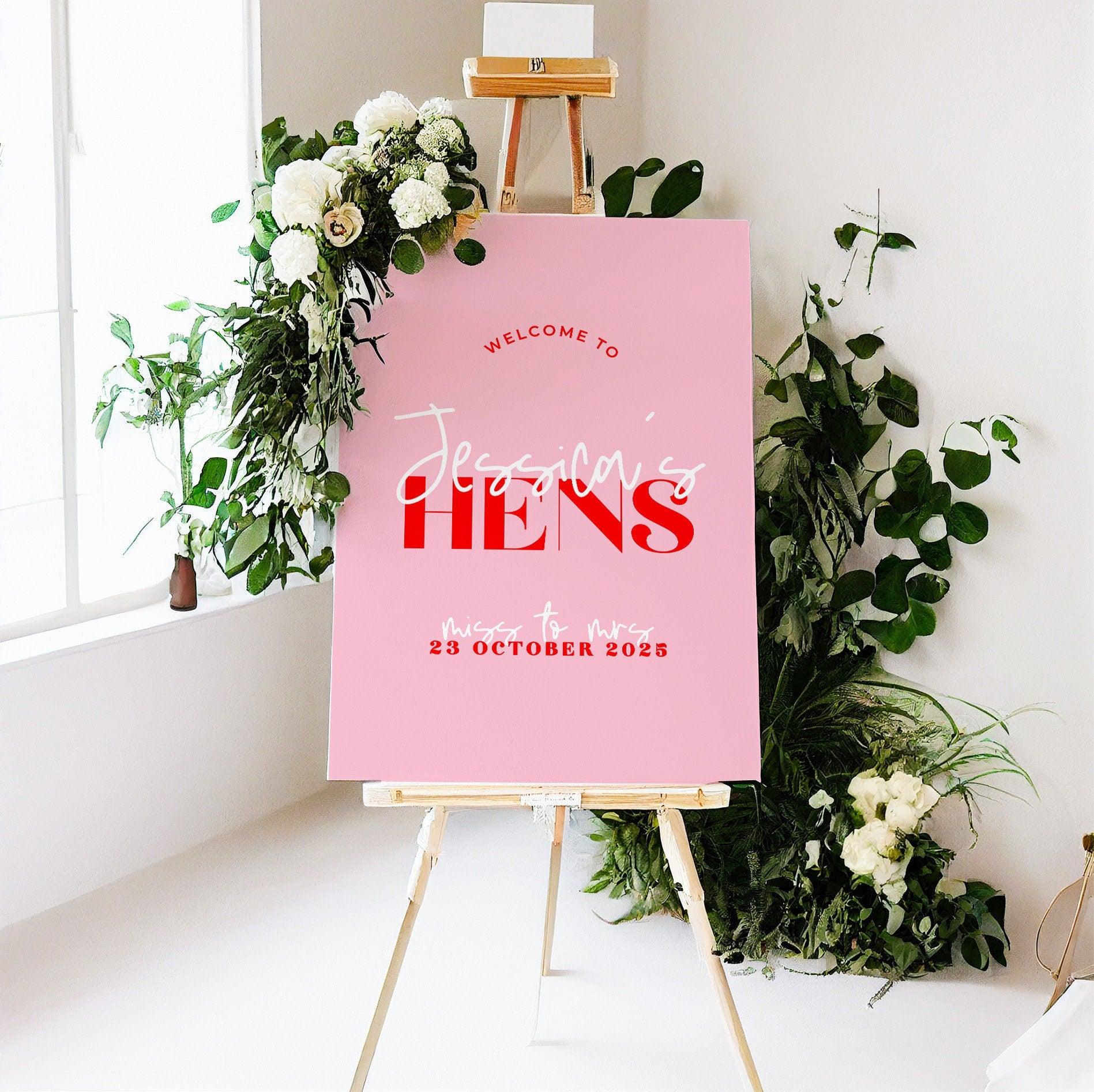 Pink Red Hens Welcome Sign Template - Lana - The Sundae Creative