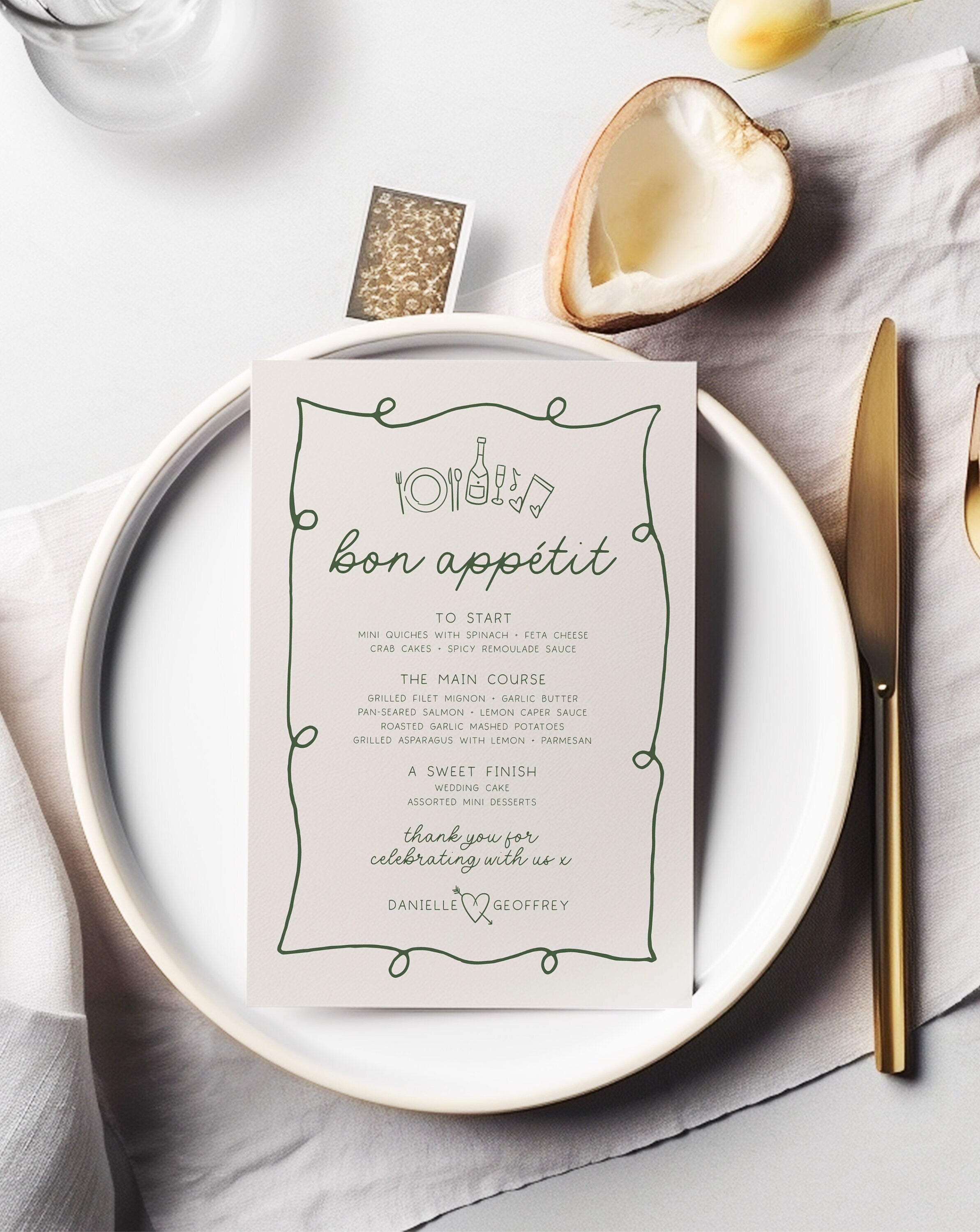 POET Editable Wedding Menu Template | Wave Italian Style Menu | Wedding Menu Template | Menu Cards | Let's Eat Menu | Instant Download